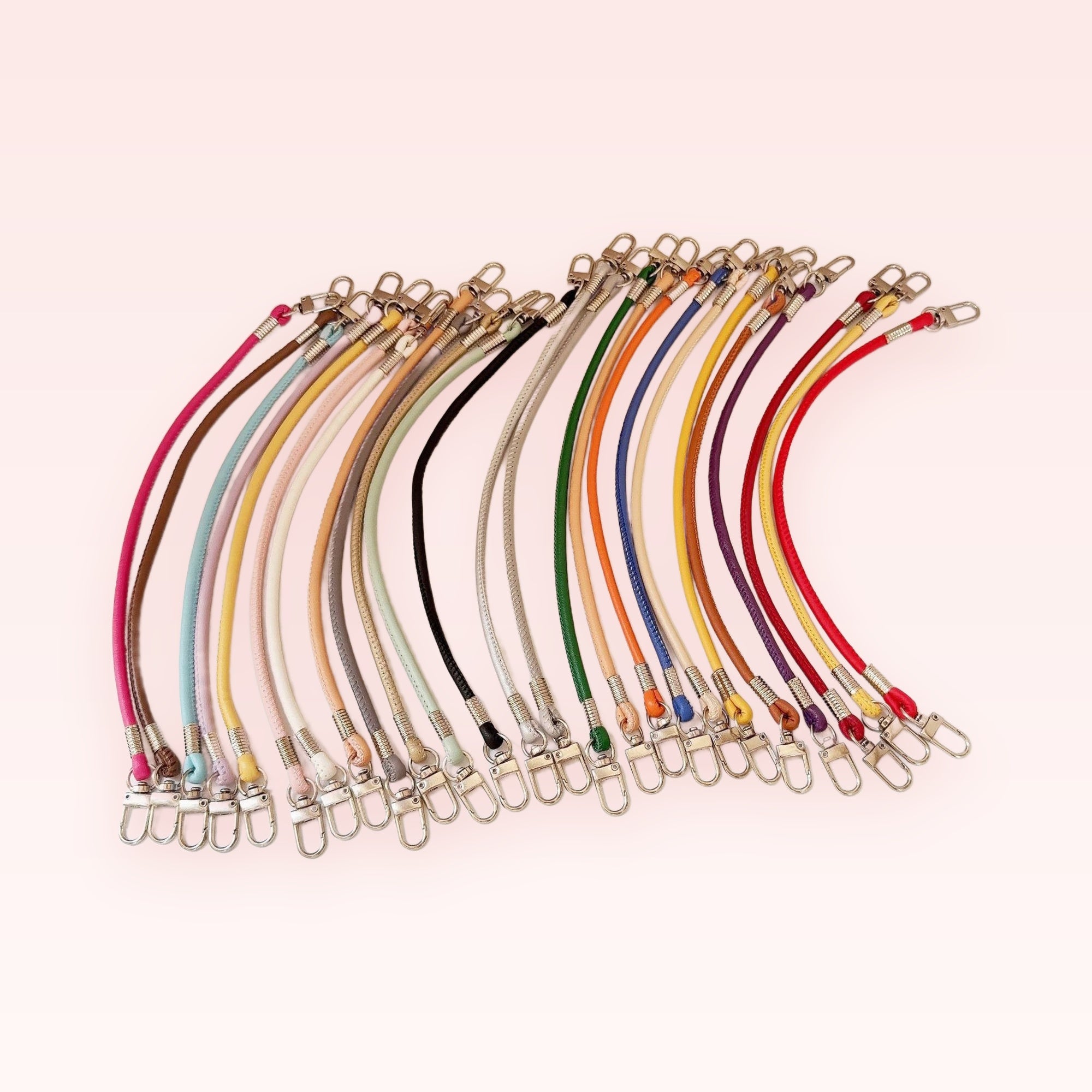 Colorful Braided Leather Phone Charm Straps | Aesthetic Wrist Lanyards with Silver Clasps