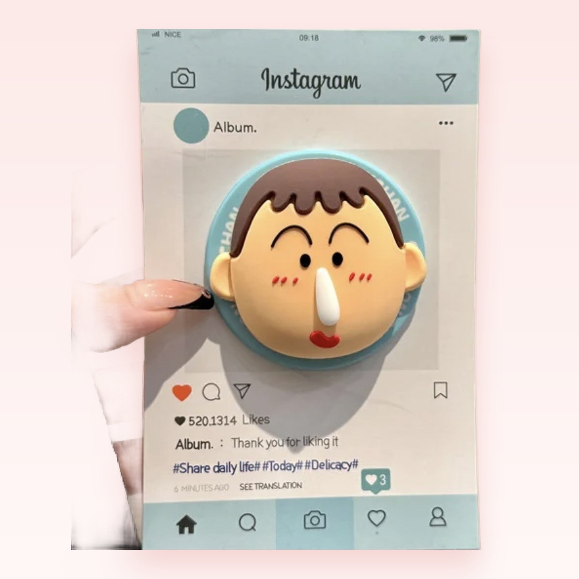 Cute Cartoon Boy Face Phone Grip | Kawaii Pop Socket Stand for Phones