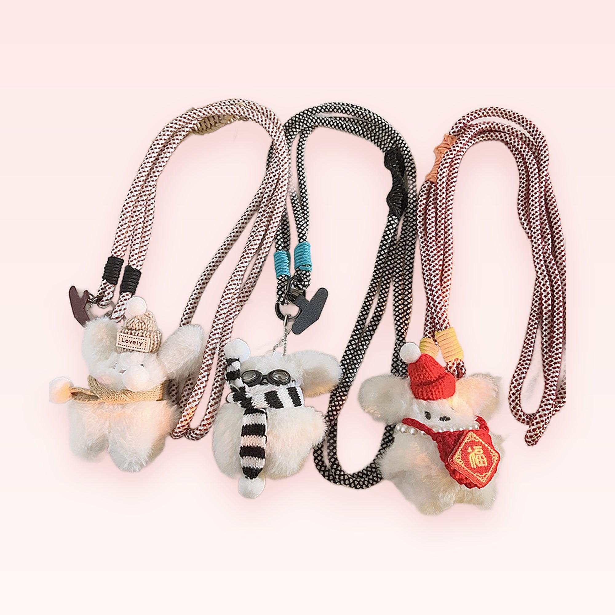 Cute Fluffy Animal Phone Lanyard | Kawaii Plush Bear & Bunny Crossbody Strap