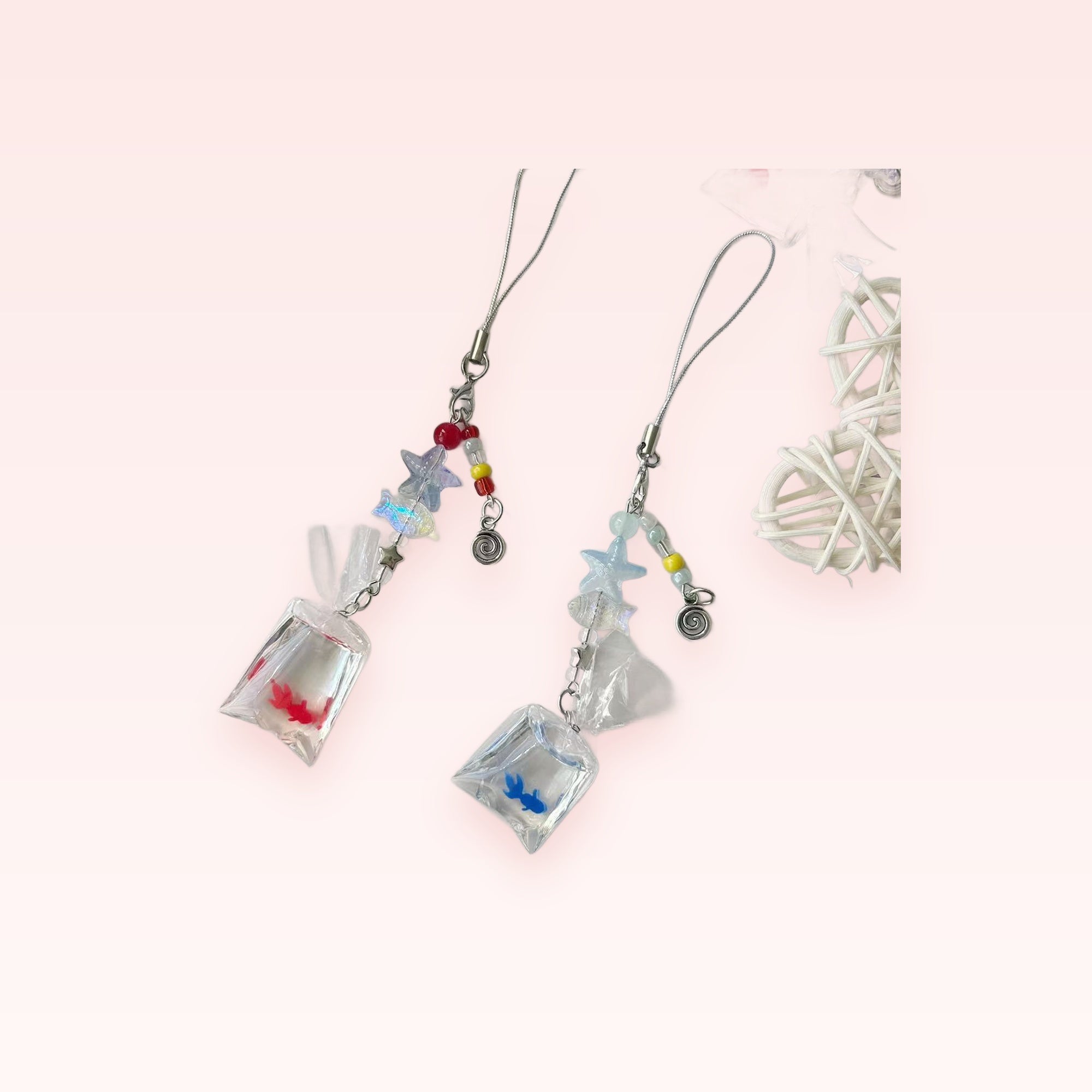 Kawaii Goldfish Bag Phone Charm | Beaded Star & Fish Lanyard