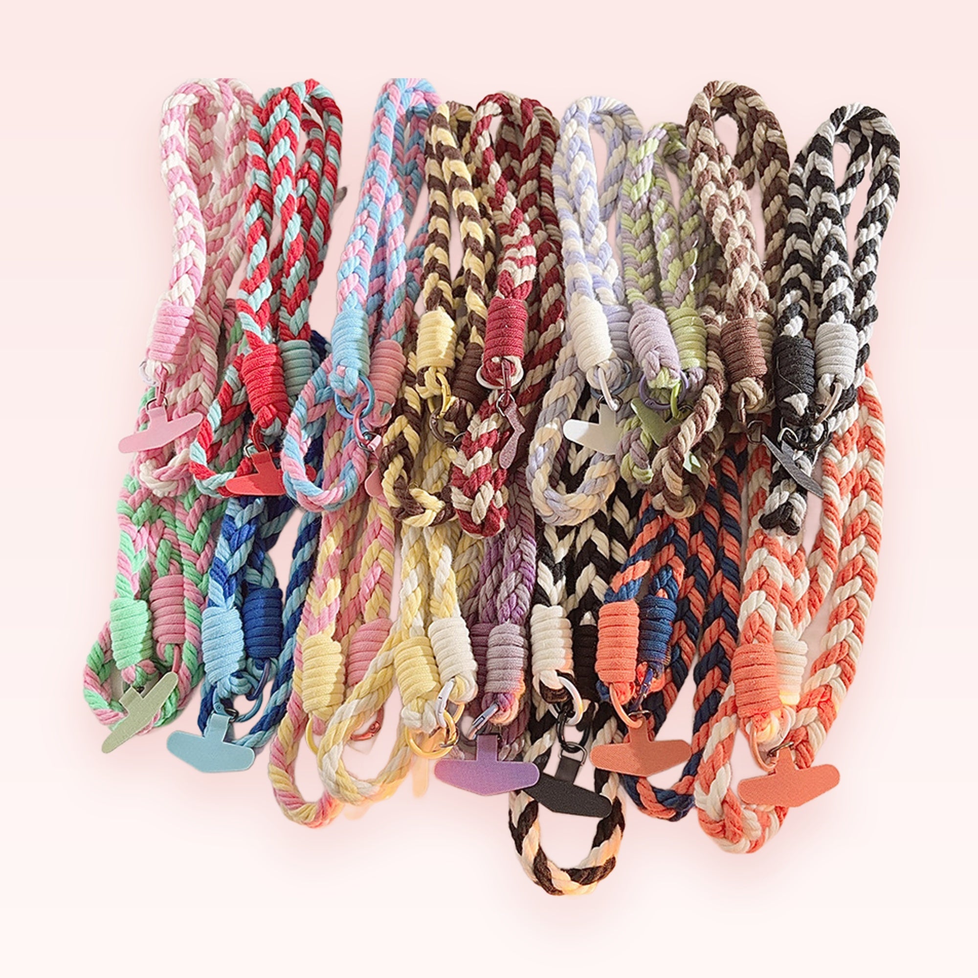 Braided Rope Phone Charm Lanyard | Colorful Woven Crossbody Strap with Phone Tab