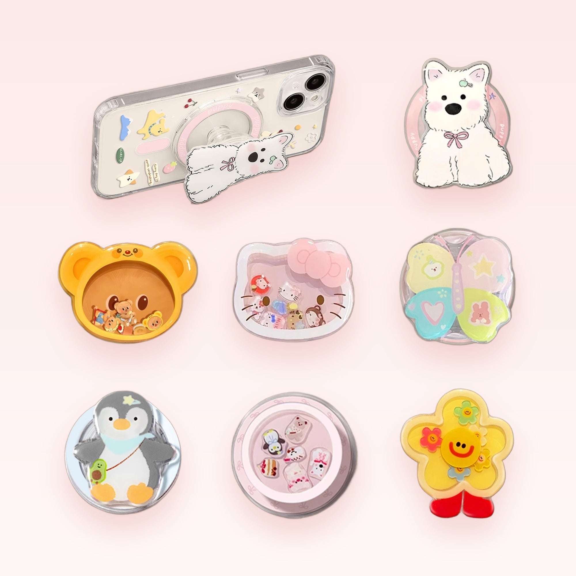 Cute Cartoon Animal Phone Grips | Kawaii Pop Socket Stand for iPhone & Android
