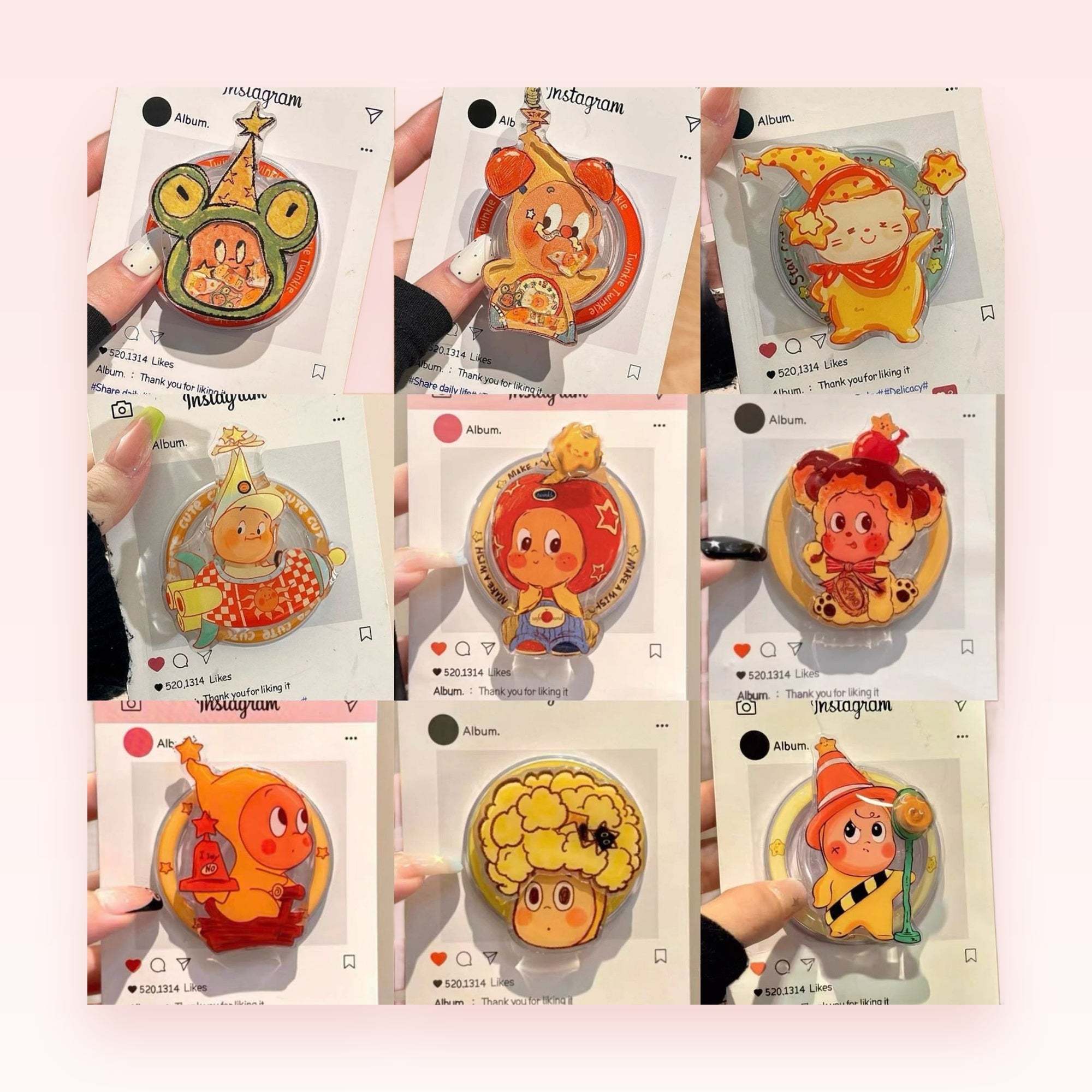 Kawaii Cartoon Character Phone Grip | Cute Acrylic Pop Socket Stand