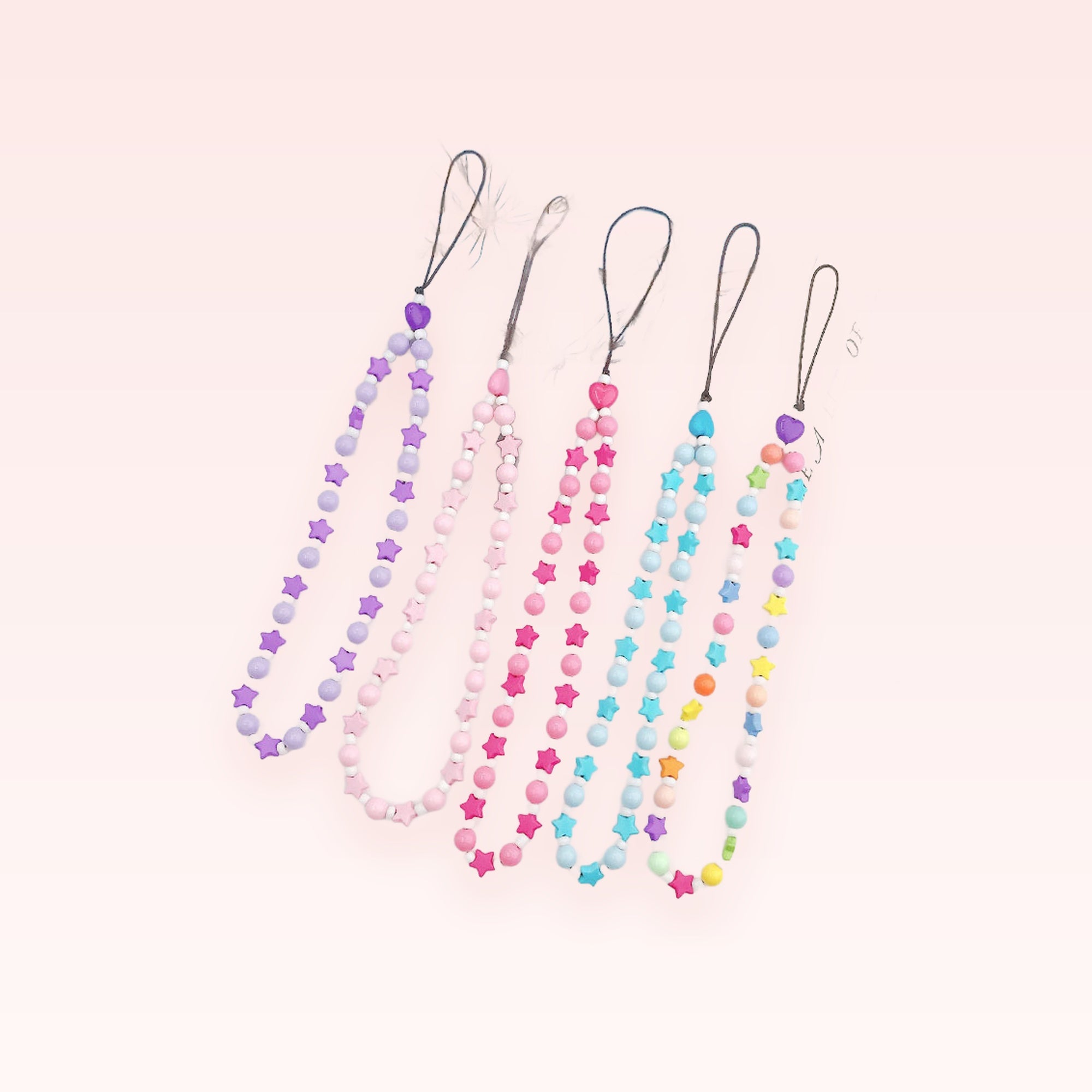 Kawaii Star & Pearl Phone Charm Strap | Pastel Beaded Wrist Lanyard
