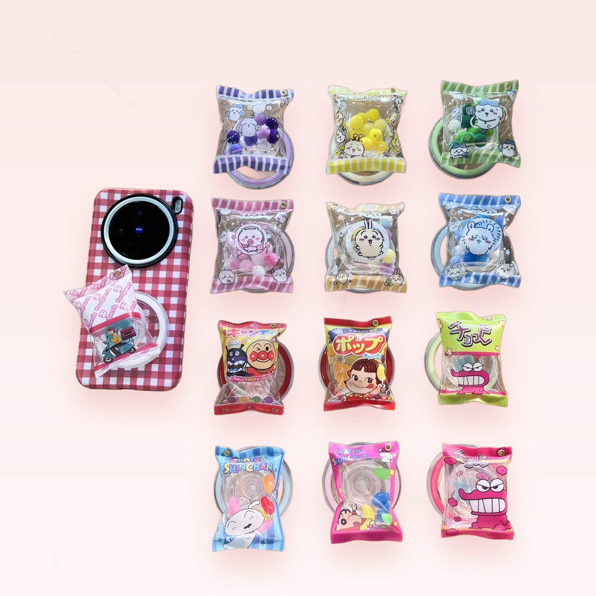 Kawaii Character Snack Bag Phone Grip | Cute Pop Socket Stand