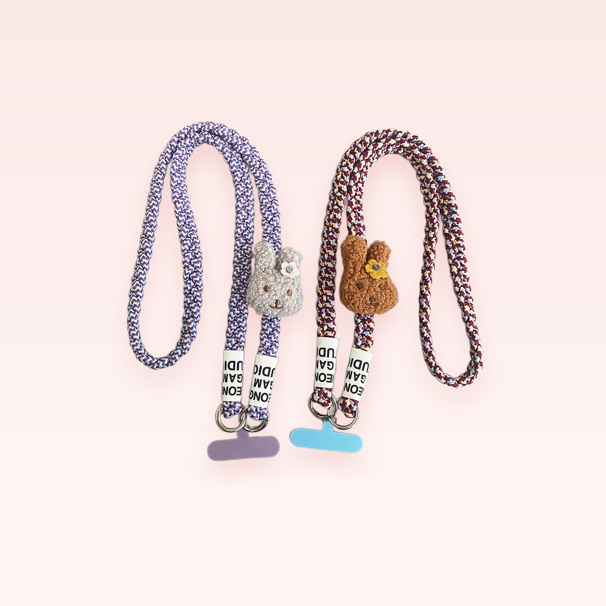Kawaii Braided Lanyard Phone Charm | Cute Bunny Plush Strap for Phone Case