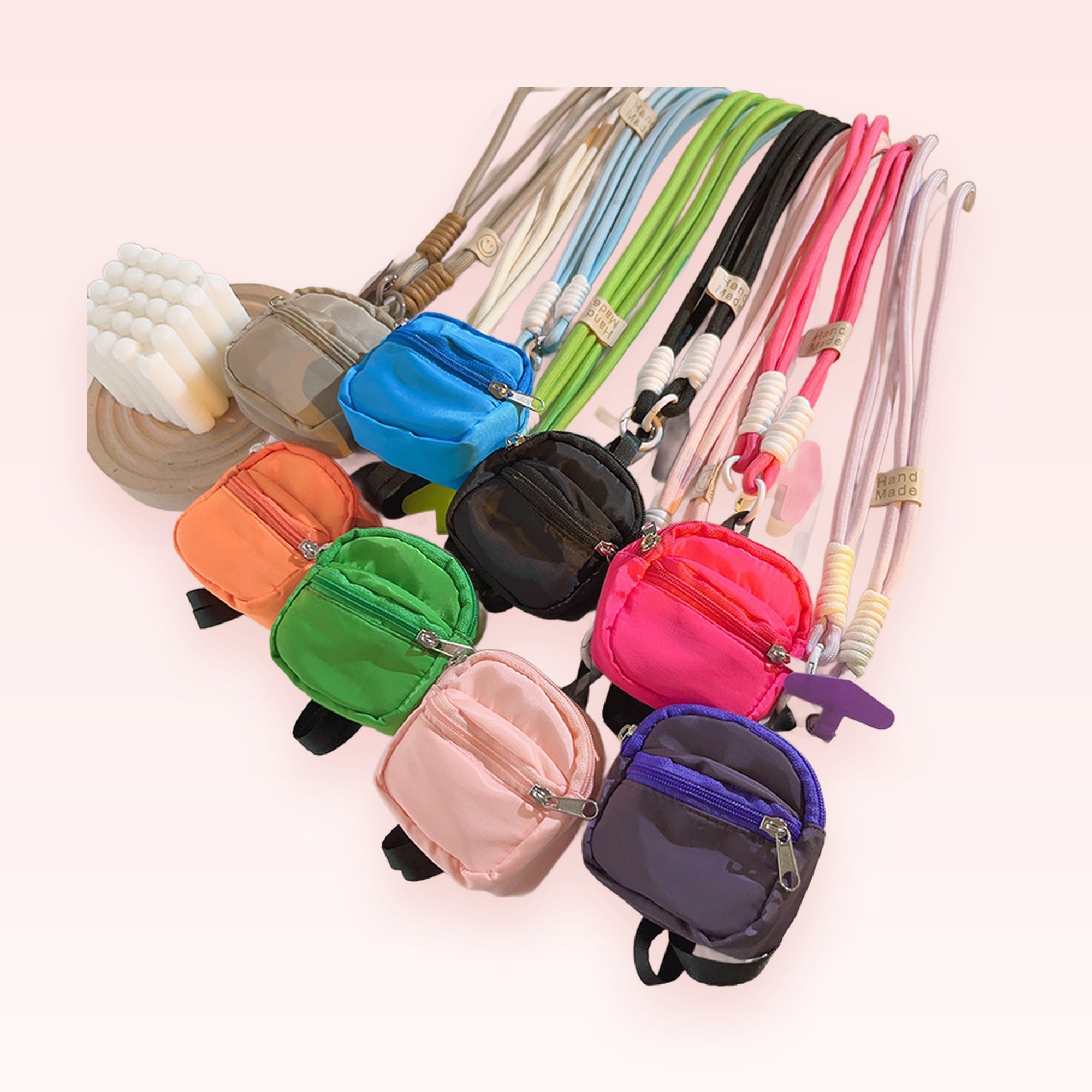 Mini Backpack Phone Charms with Lanyard Straps | Cute Colorful Keychain Accessories