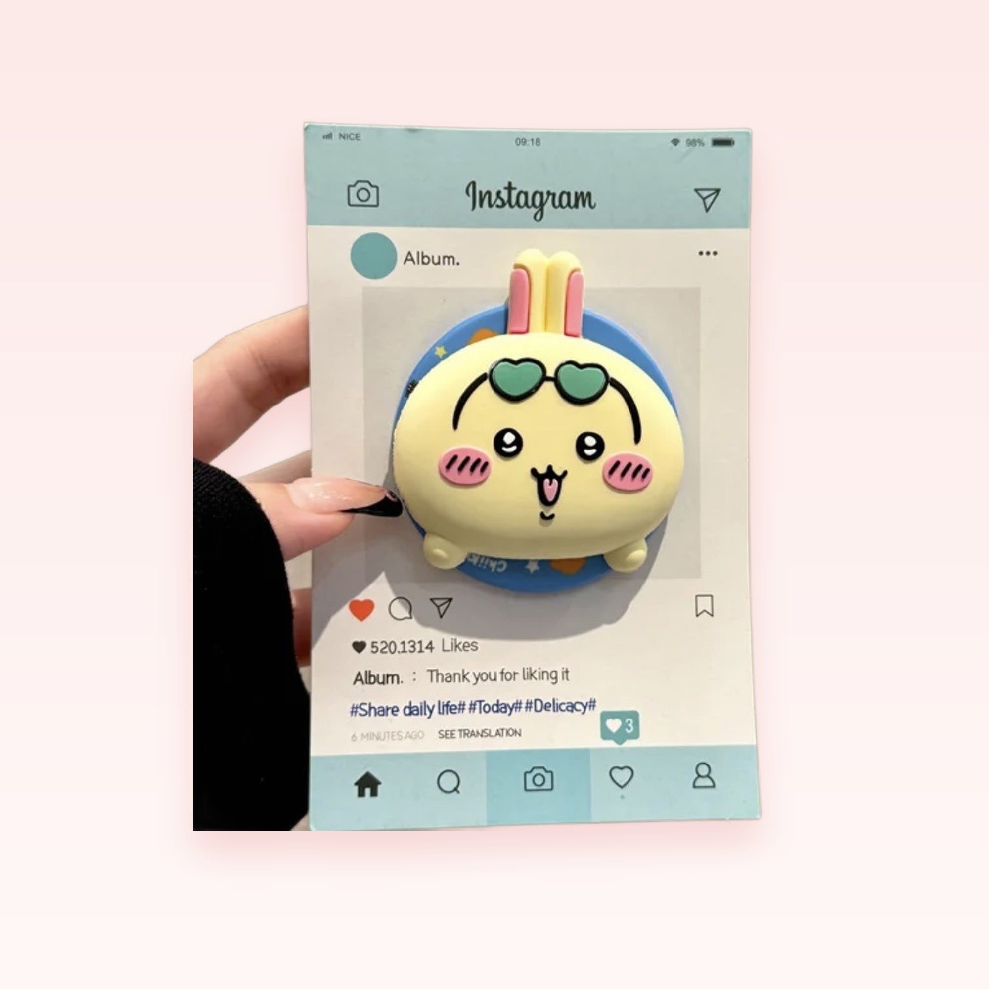 Kawaii Yellow Bunny Phone Grip | Cute Heart Sunglasses Pop Socket Stand