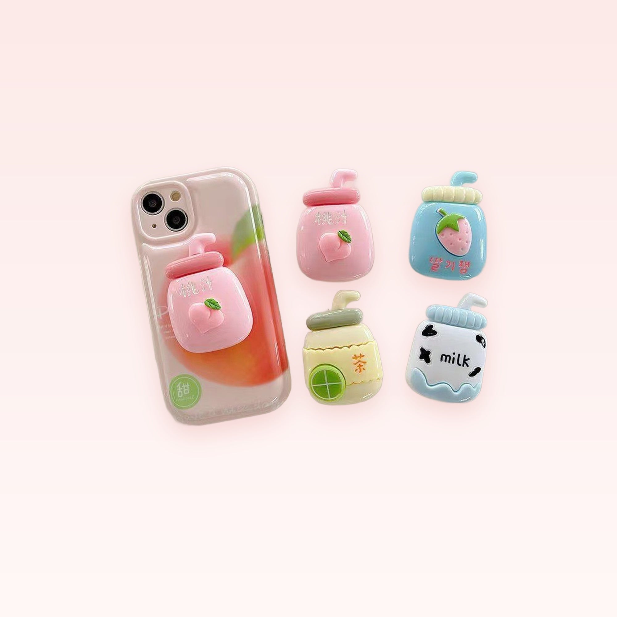 Kawaii Drink Bottle Phone Grip | Cute Pop-Out Phone Holder