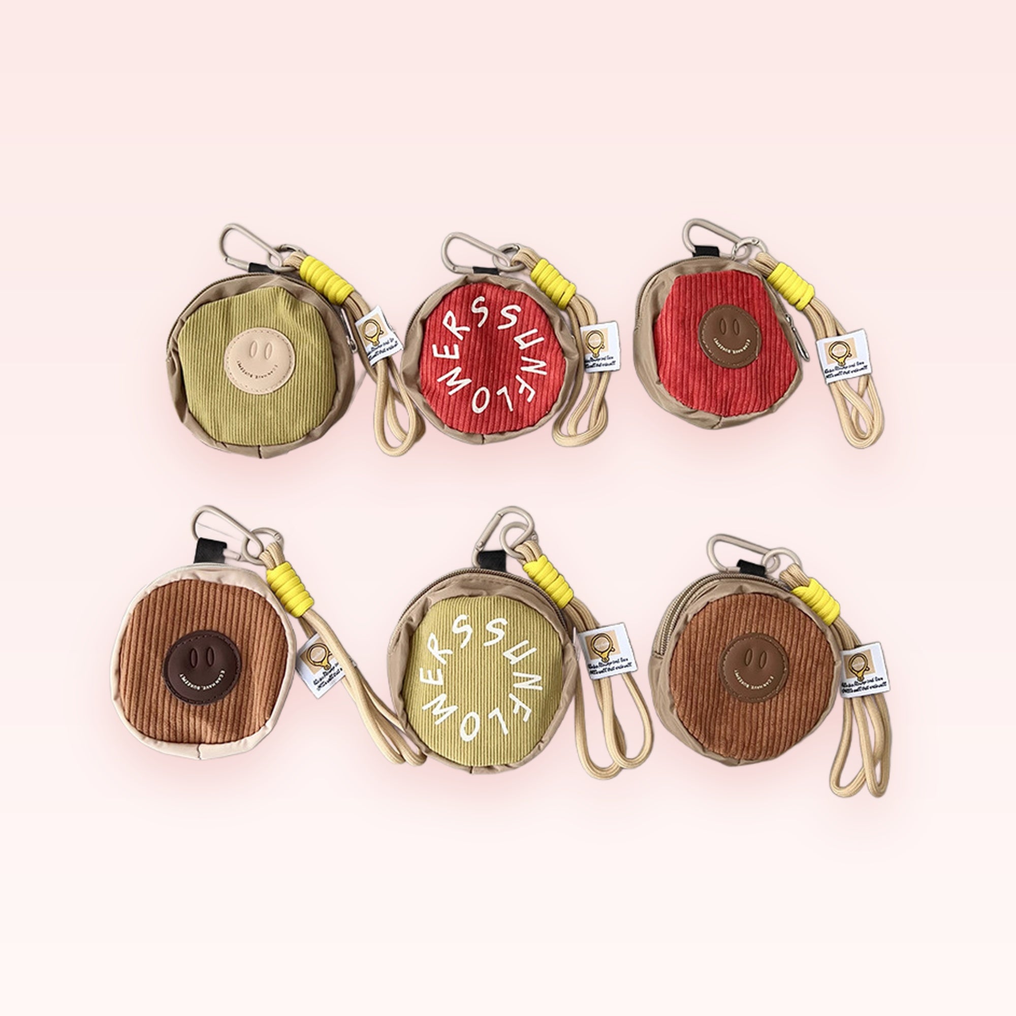 Corduroy Round Pouch Phone Charm | Cute Mini Coin Purse Keychain