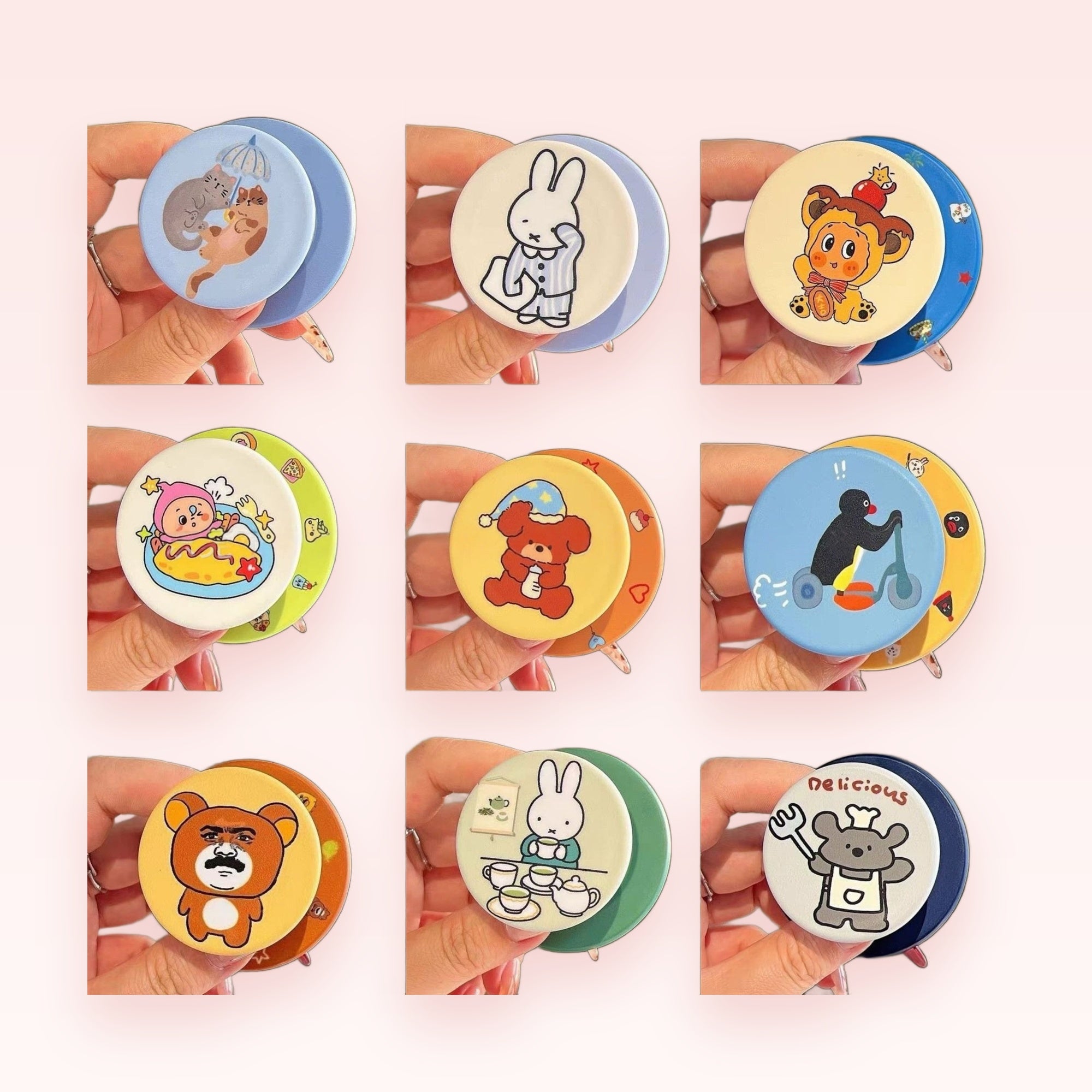 Cute Cartoon Character Phone Grip | Kawaii Expandable Pop Socket Stand