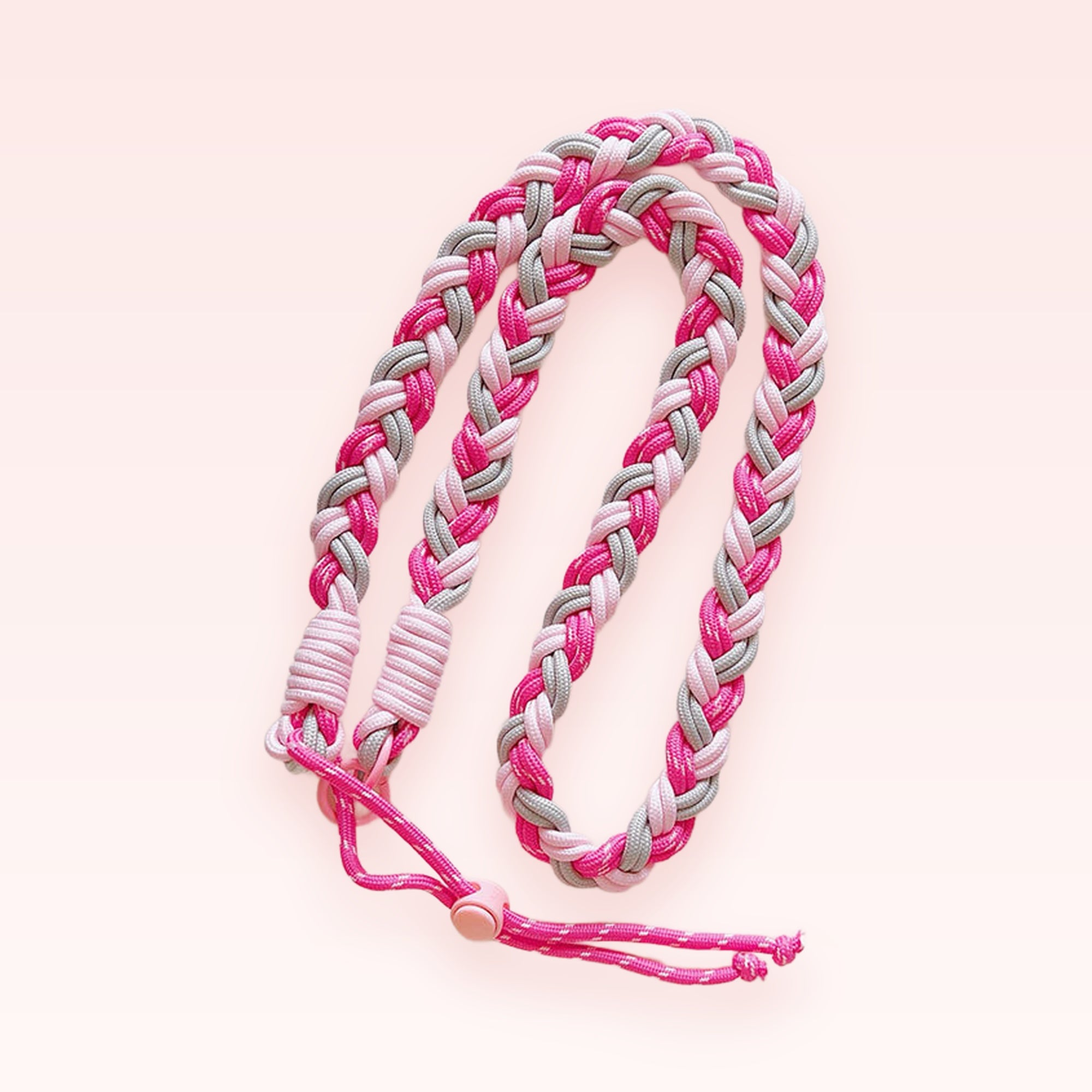 Pink & Gray Braided Phone Lanyard | Aesthetic Adjustable Neck Strap