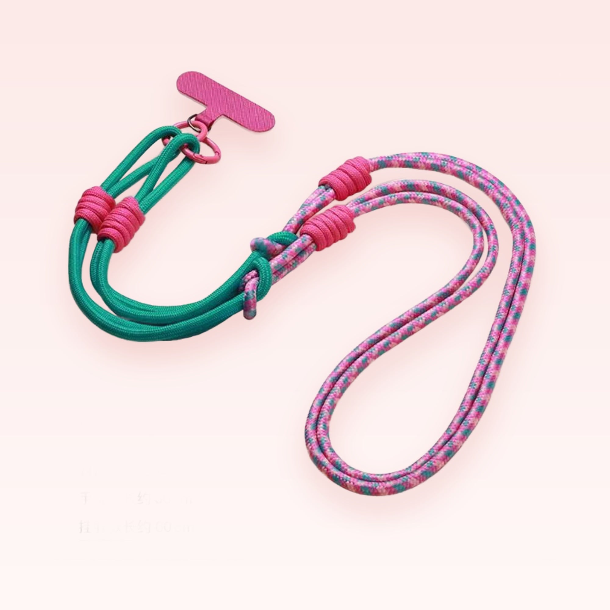 Y2K Pink & Teal Rope Phone Lanyard | Adjustable Crossbody Wrist Neck Strap