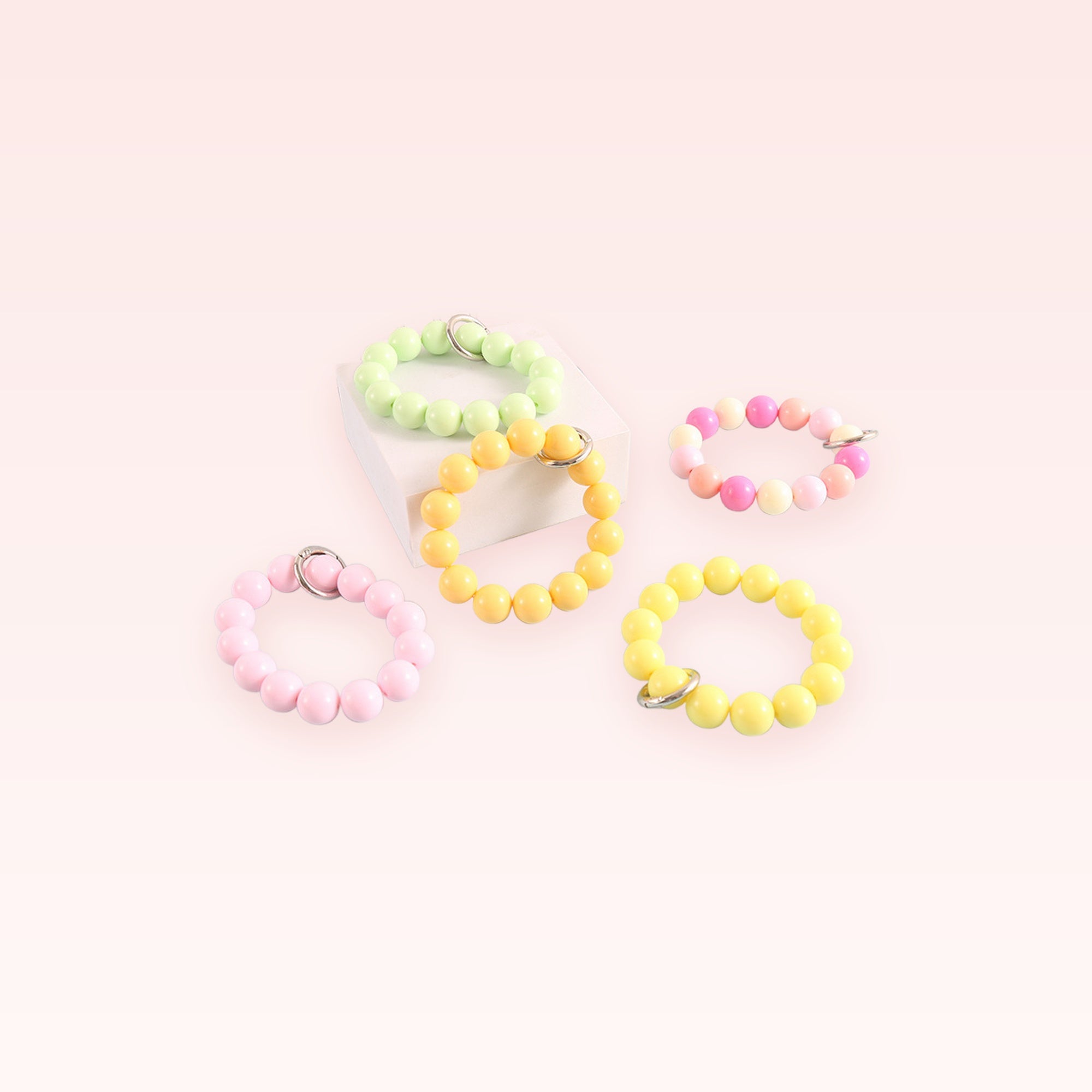 Chunky Bead Phone Charm Strap | Pastel Wrist Lanyard Keychain