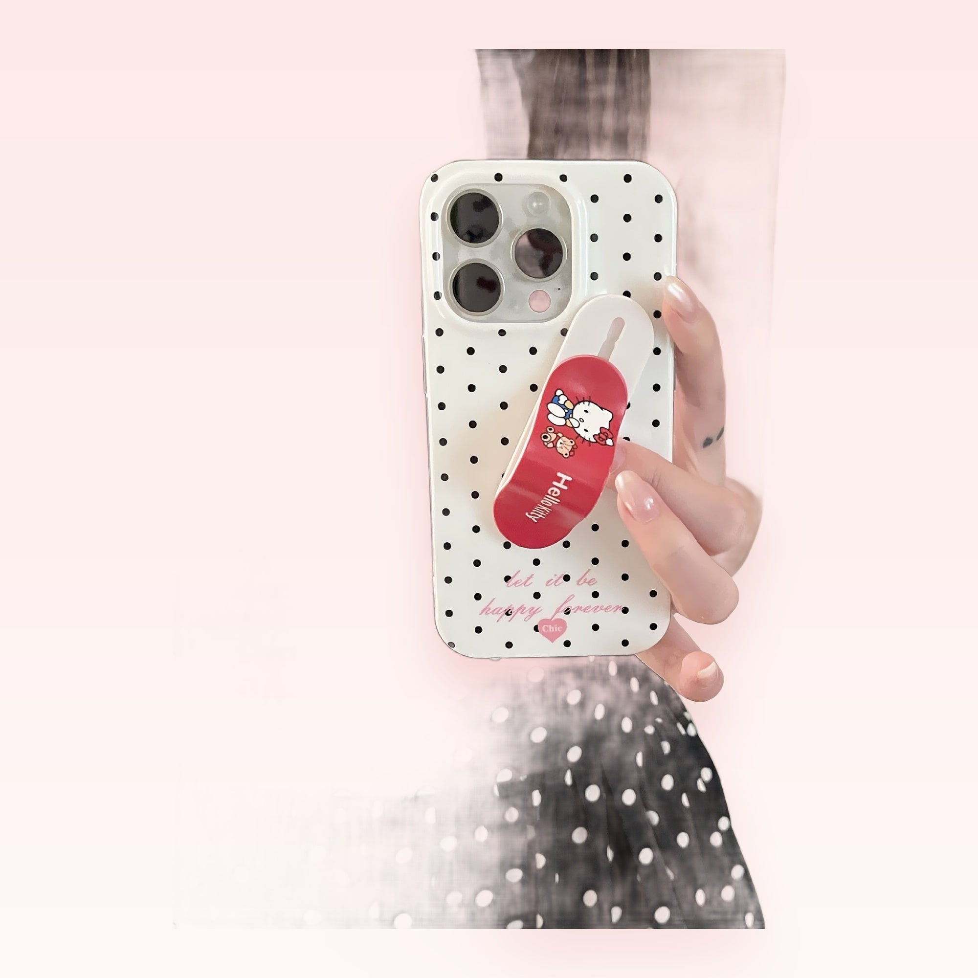 Kawaii Hello Kitty Skateboard Phone Grip | Polka Dot Pop Socket Stand
