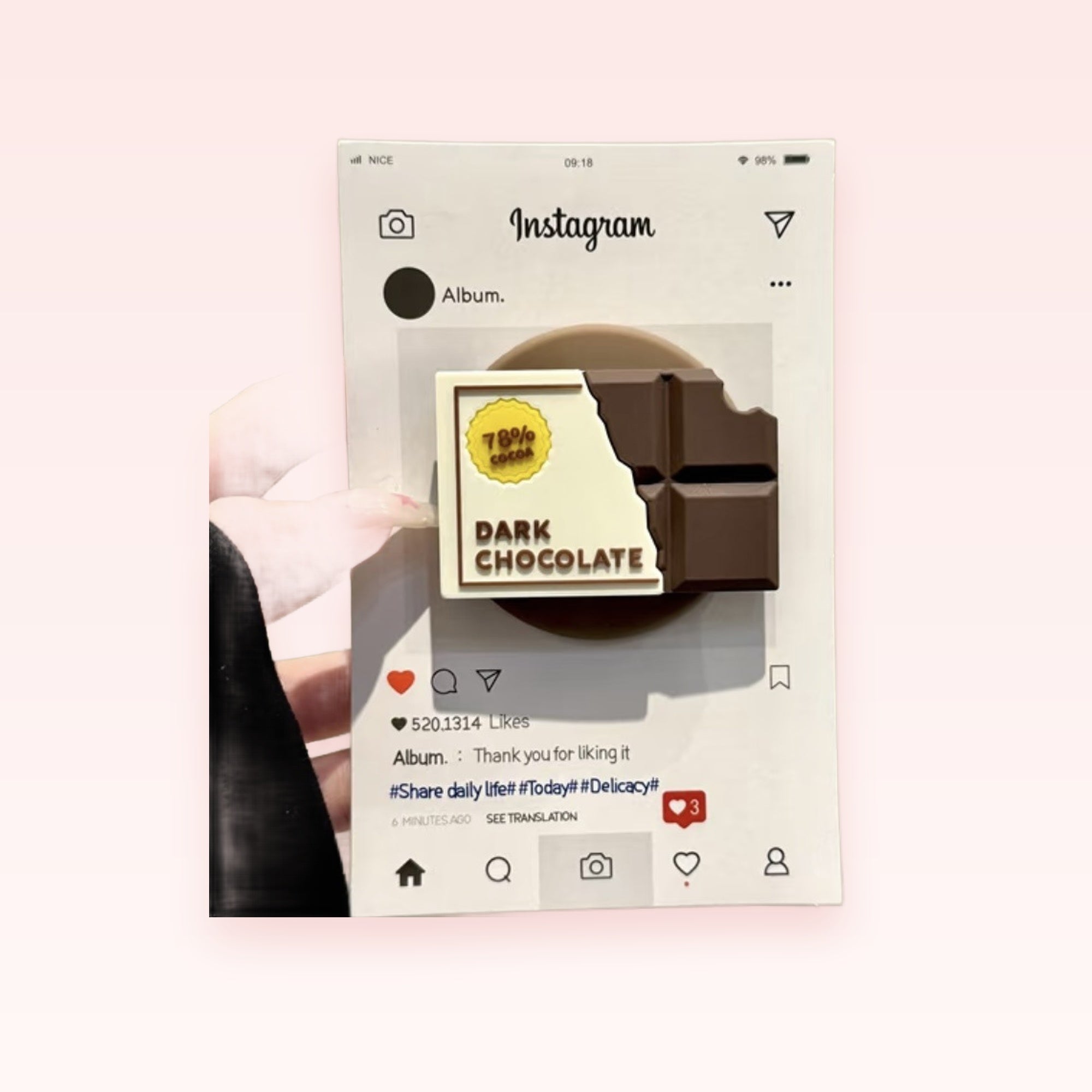 Dark Treat — 78% Cocoa Chocolate Bar Phone Grip Stand