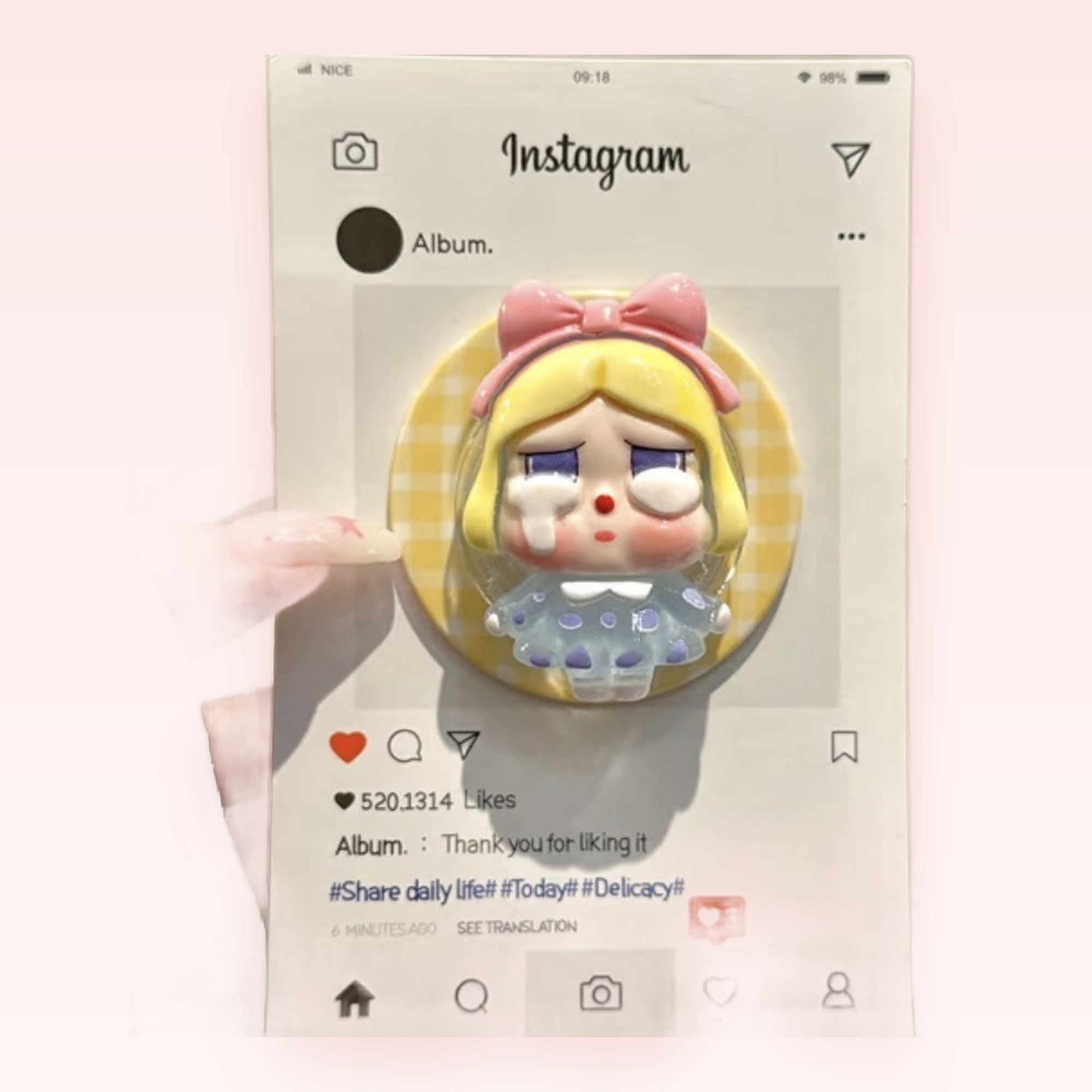 Crying Anime Girl Phone Grip | Kawaii Instagram Pop Socket Stand