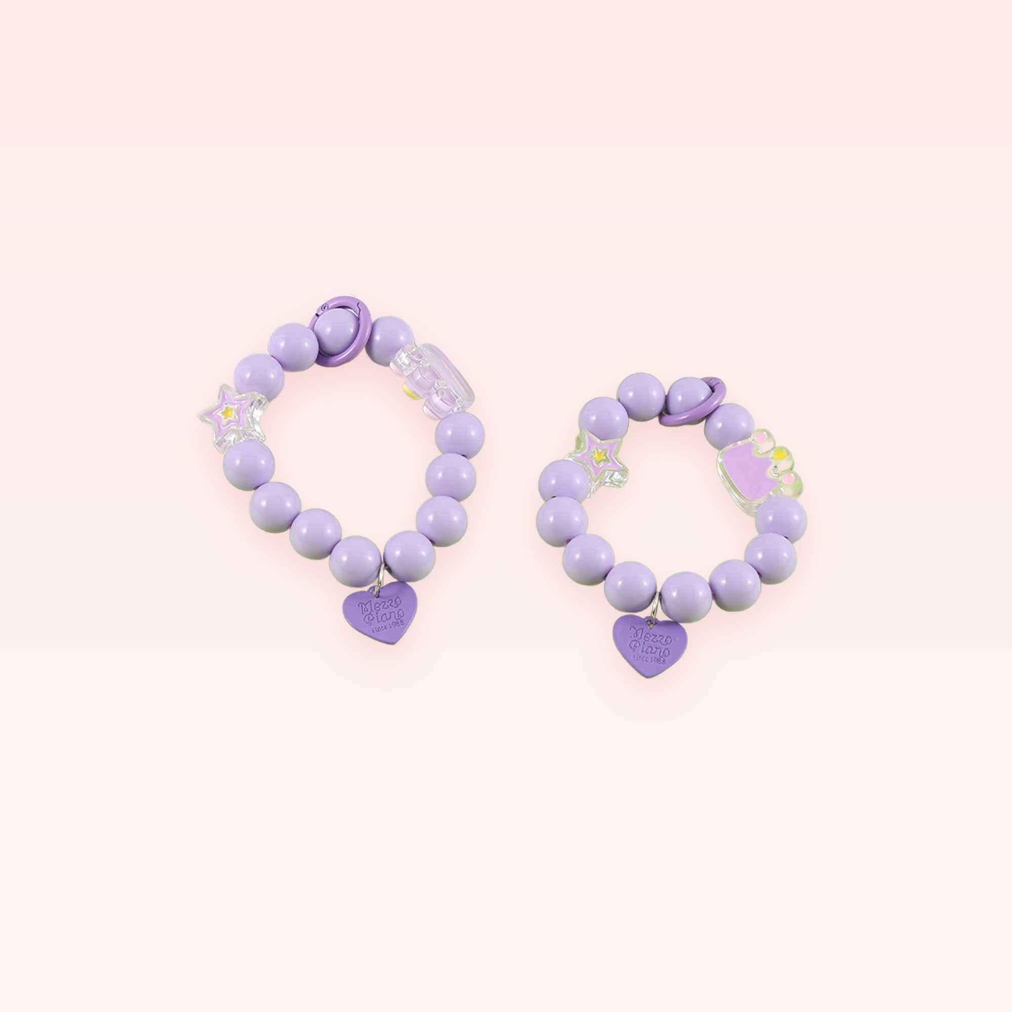 Kawaii Purple Beaded Phone Charm Strap | Cute Wrist Lanyard