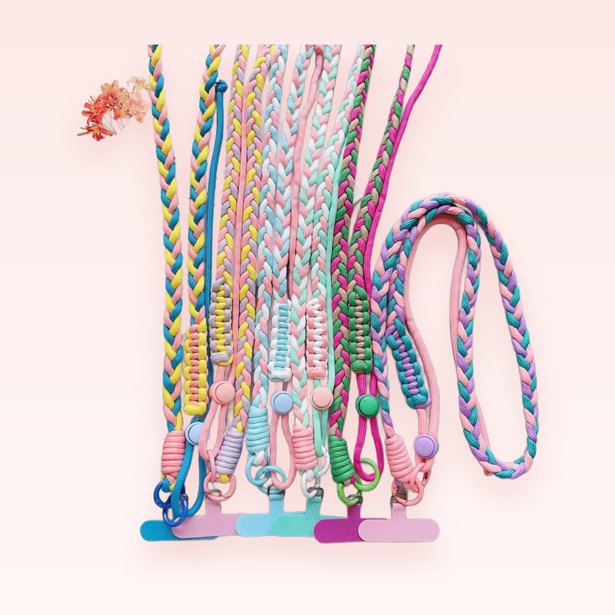 Braided Rainbow Phone Lanyard | Colorful Woven Crossbody Strap