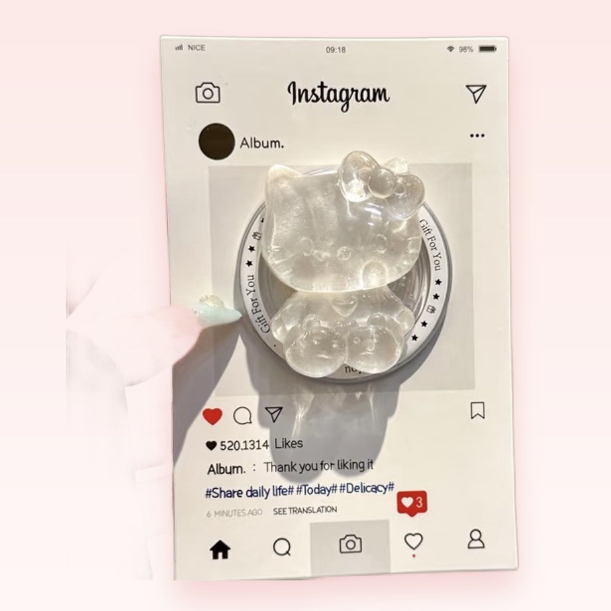 Clear Hello Kitty & Bear Phone Grip | Kawaii Pop Socket Stand for Girls