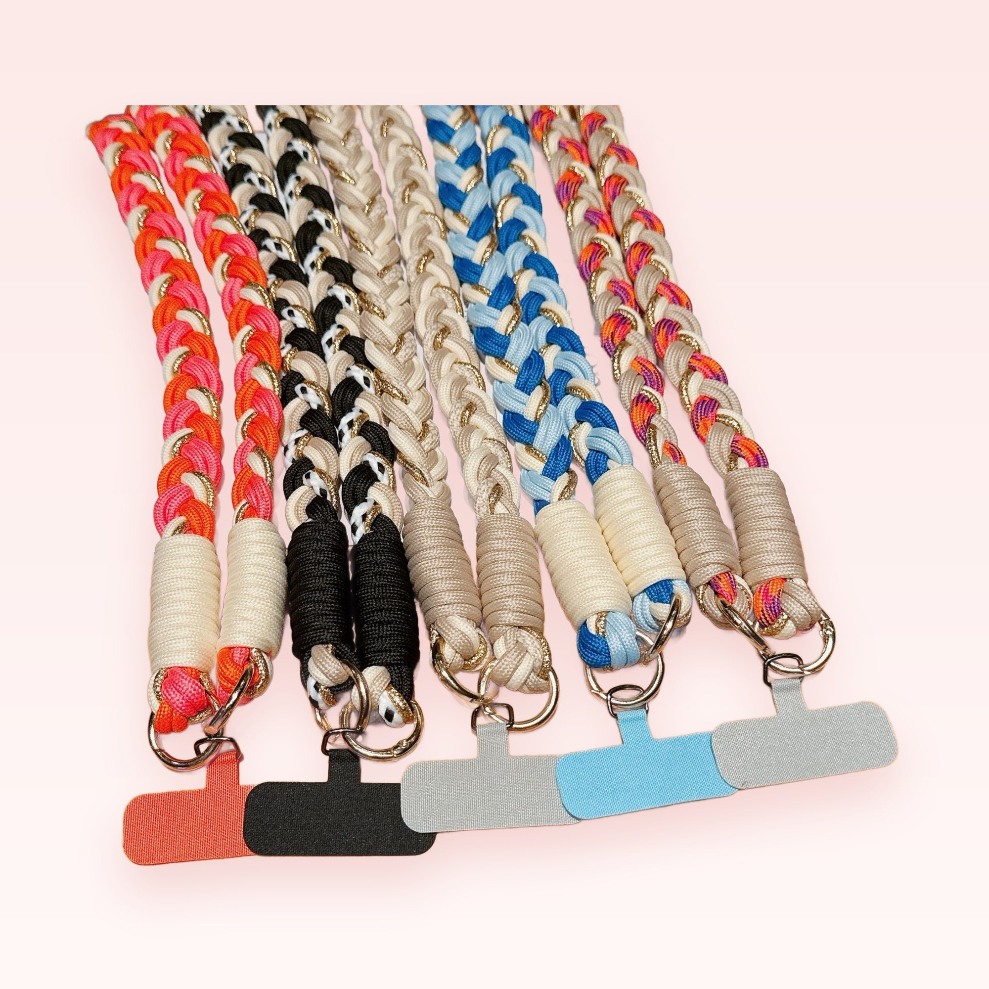 Braided Rope Phone Charm Lanyard | Colorful Woven Wrist Strap with Gold Accents