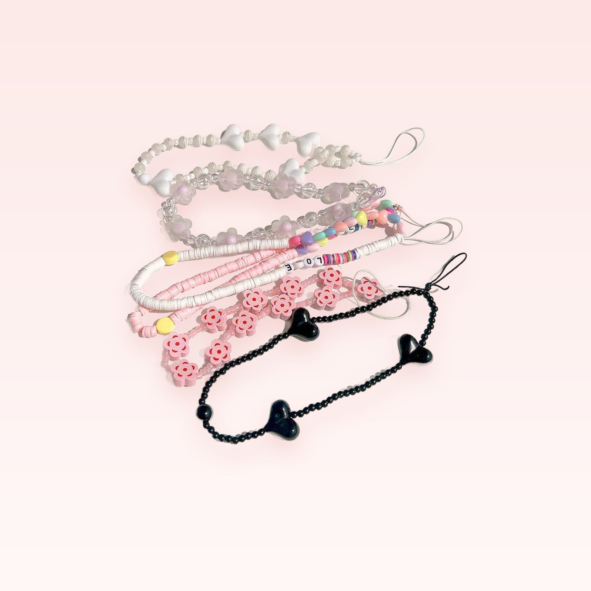 Kawaii Beaded Phone Charm Strap | Cute Wrist Lanyard