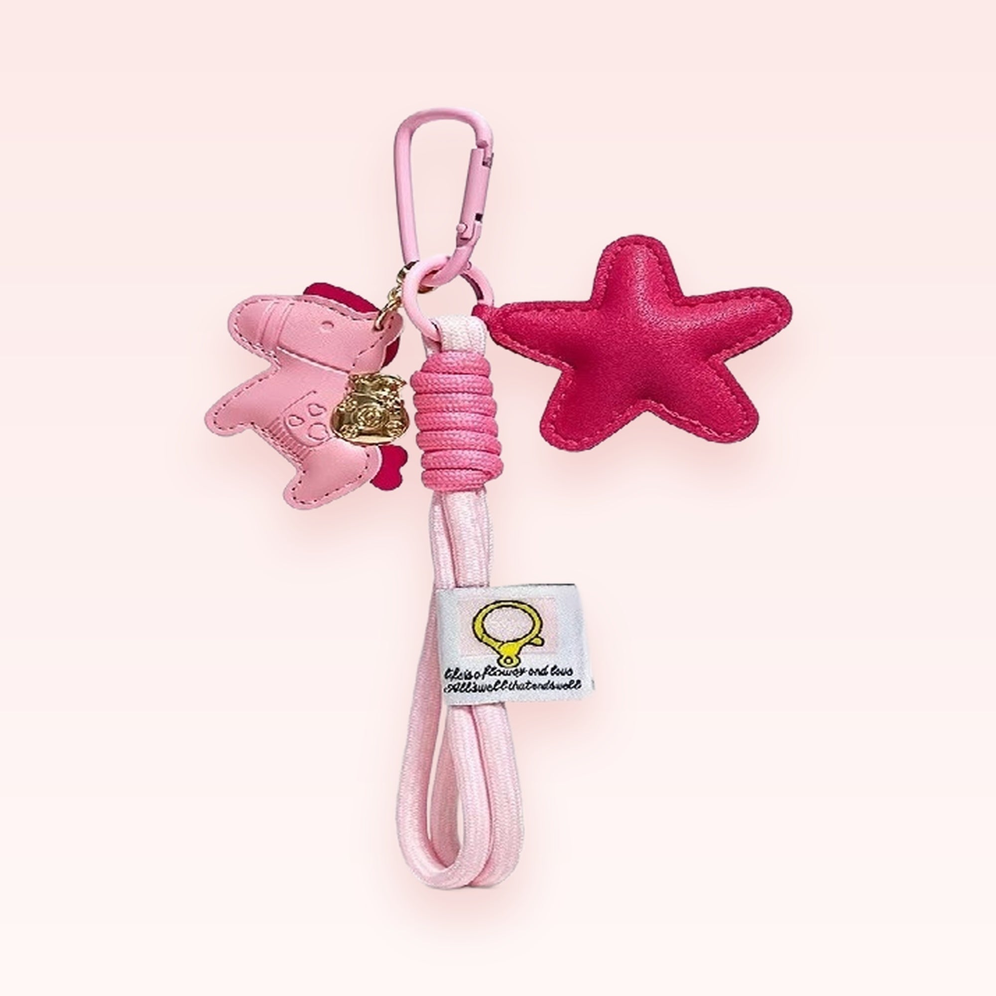 Pink Star & Horse Charm Phone Strap | Kawaii Braided Wrist Lanyard