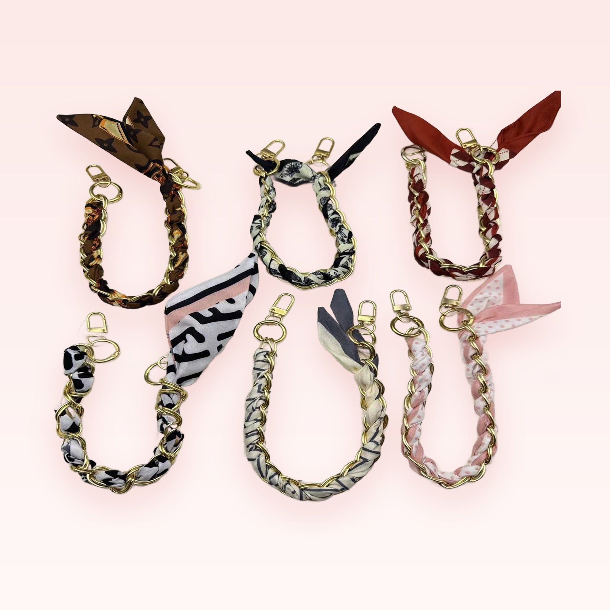 Aesthetic Scarf & Gold Chain Phone Charm | Chic Wrist Strap Lanyard