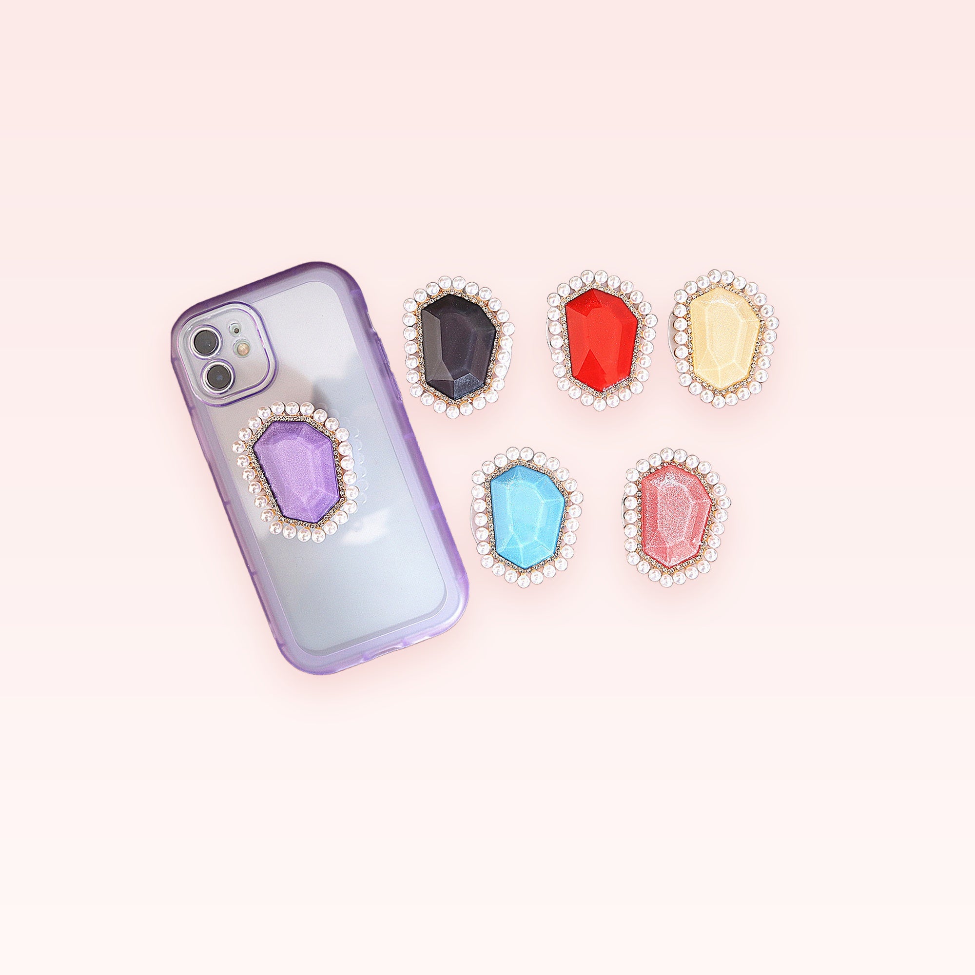 Pearl & Gemstone Phone Grip | Bling Pop Socket Stand for Phones