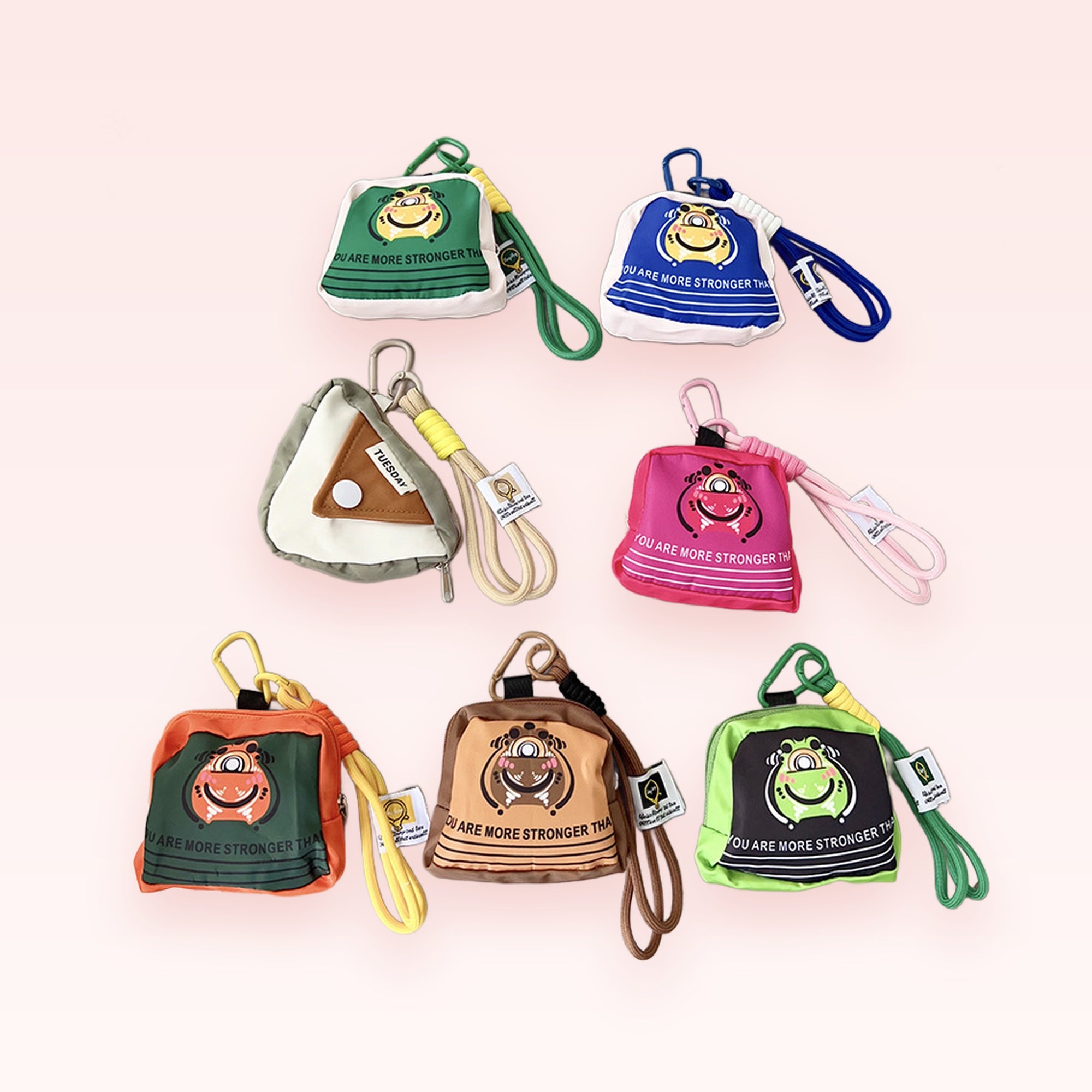 Cute Frog & Onigiri Mini Pouch Phone Charm | Kawaii Coin Purse Keychain Lanyard