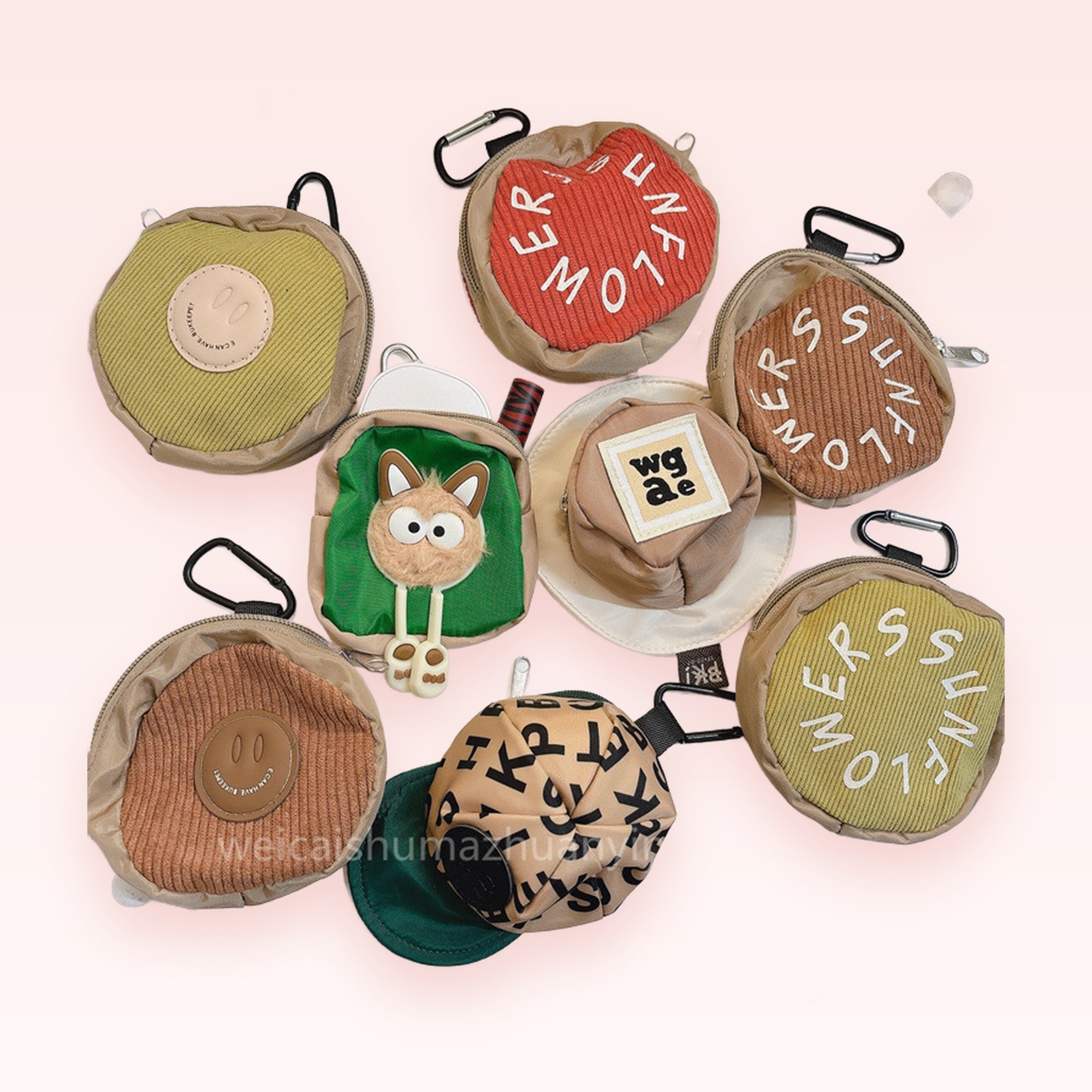 Kawaii Corduroy Mini Pouch Phone Charms | Cute Coin Purse Bag Keychains