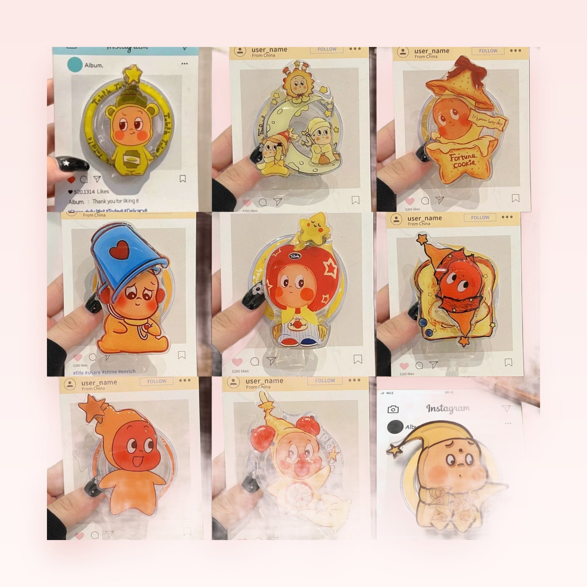 Kawaii Cartoon Character Phone Grip | Cute Acrylic Pop Socket Stand