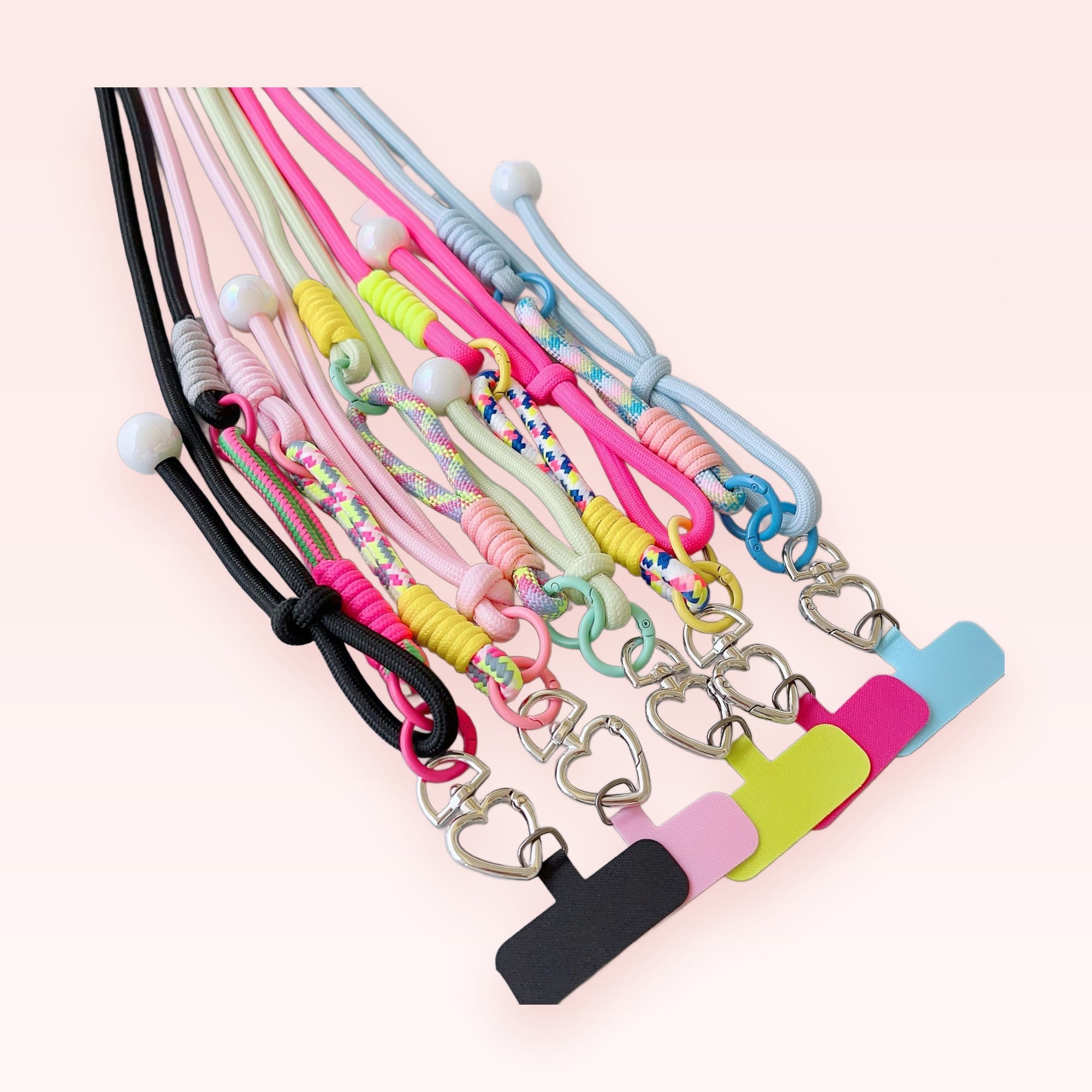 Colorful Braided Rope Phone Lanyard | Heart Clasp Adjustable Crossbody Phone Strap