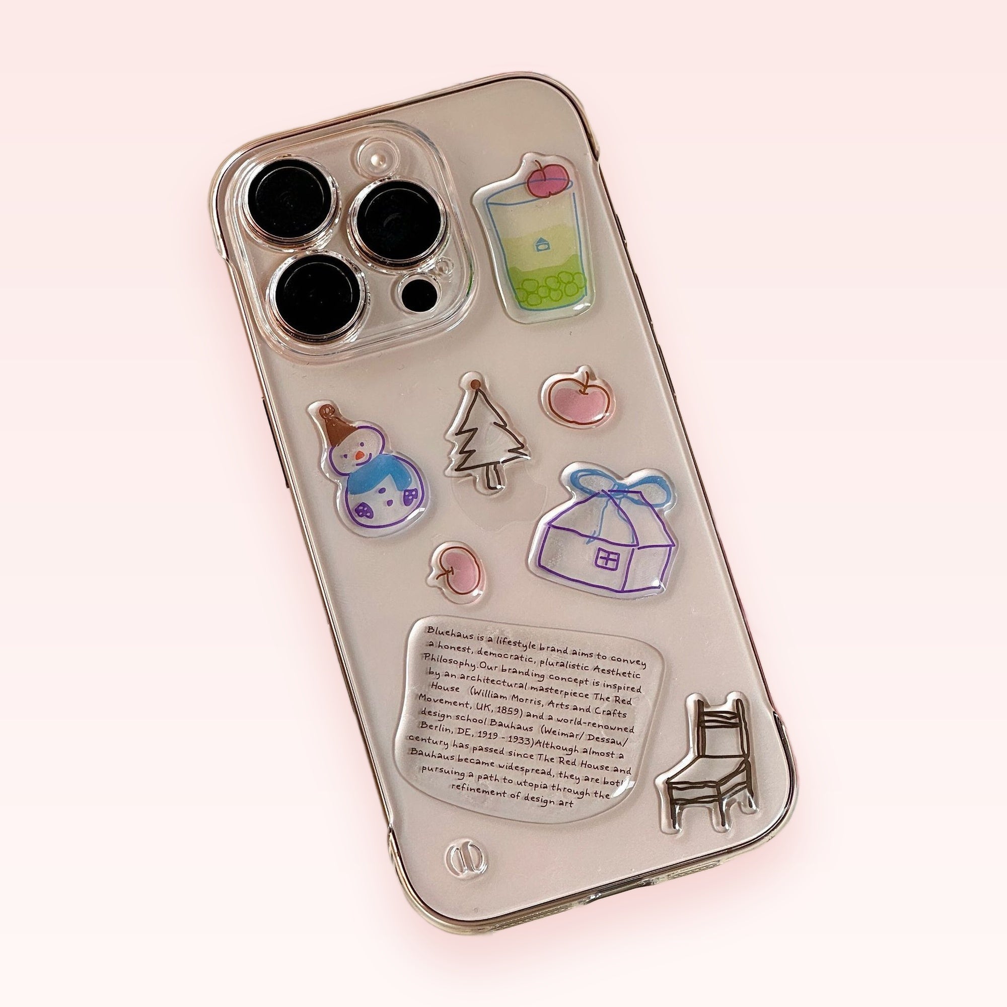 Clear Aesthetic Sticker Phone Grip | Kawaii Bubble Tea & House Pop Socket Stand
