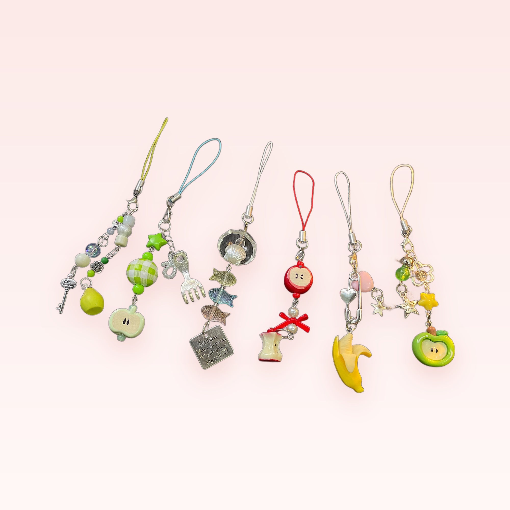 Kawaii Fruit & Star Phone Charm Strap | Beaded Y2K Aesthetic Wrist Lanyard