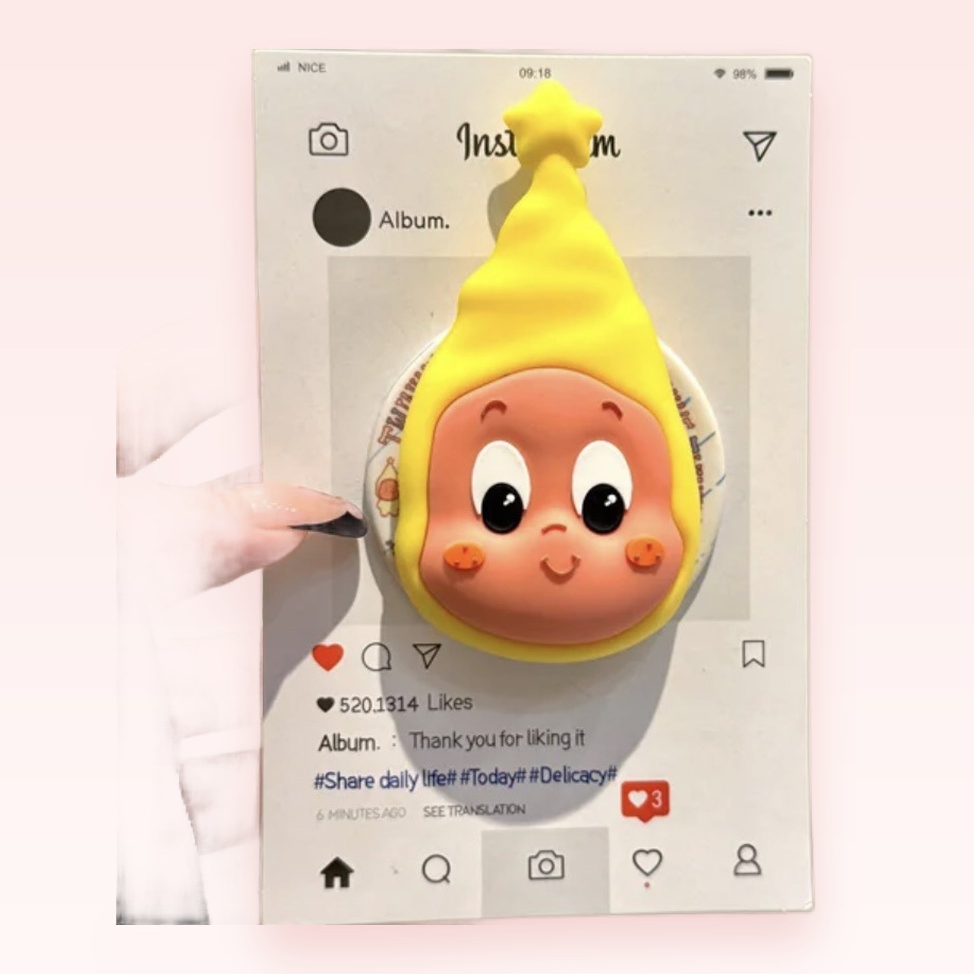 Cute Yellow Baby Character Phone Grip | Kawaii Pop Socket Stand