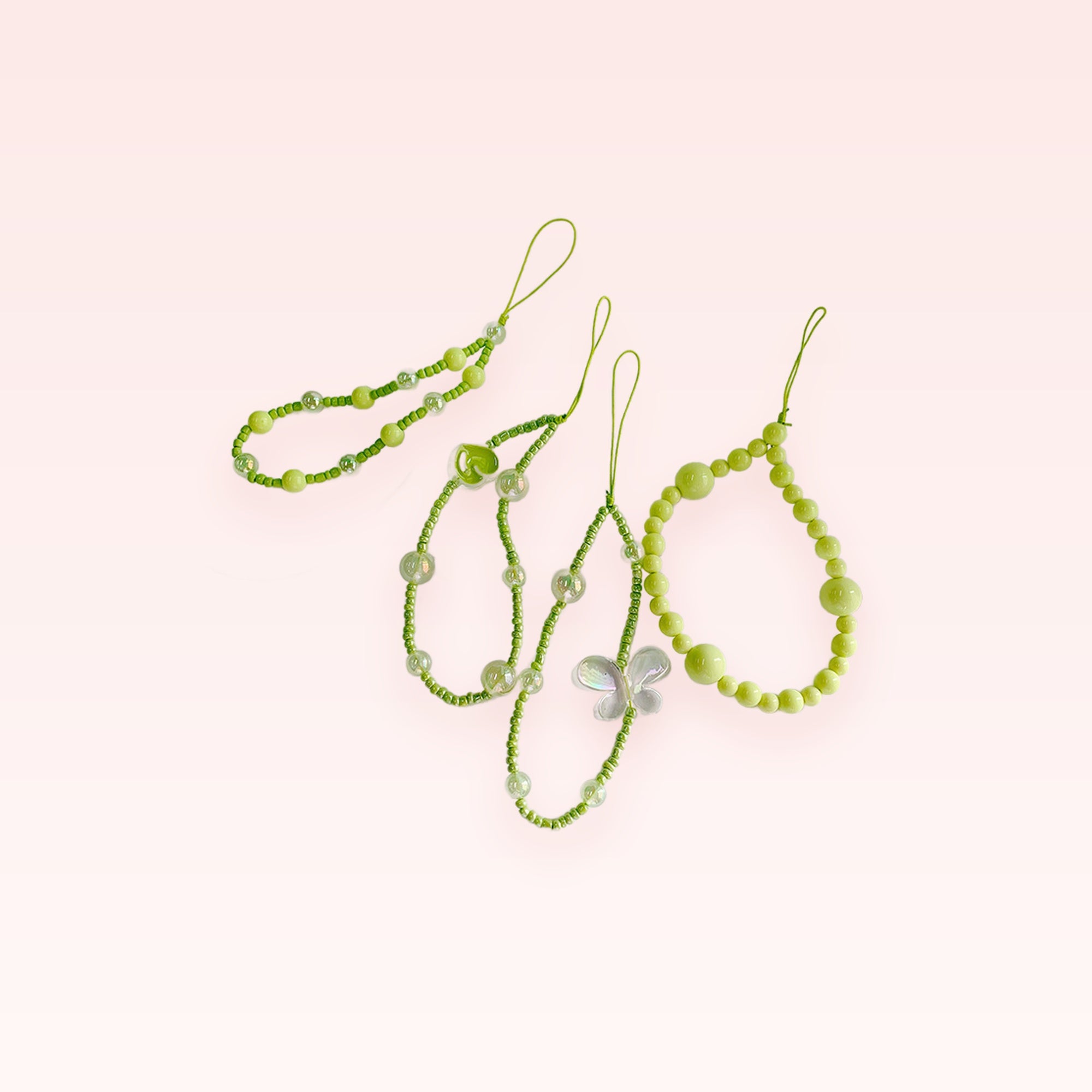 Lime Green Beaded Phone Charm Strap | Kawaii Wrist Lanyard