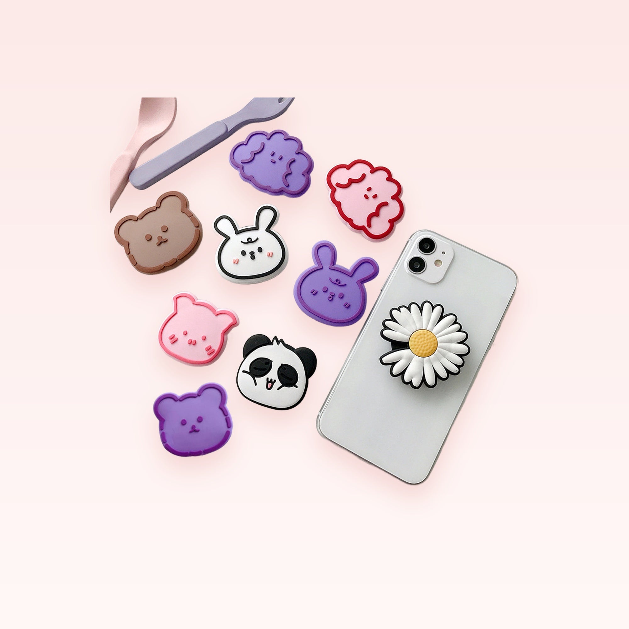 Kawaii Animal & Daisy Phone Grip | Cute Pop Socket Stand