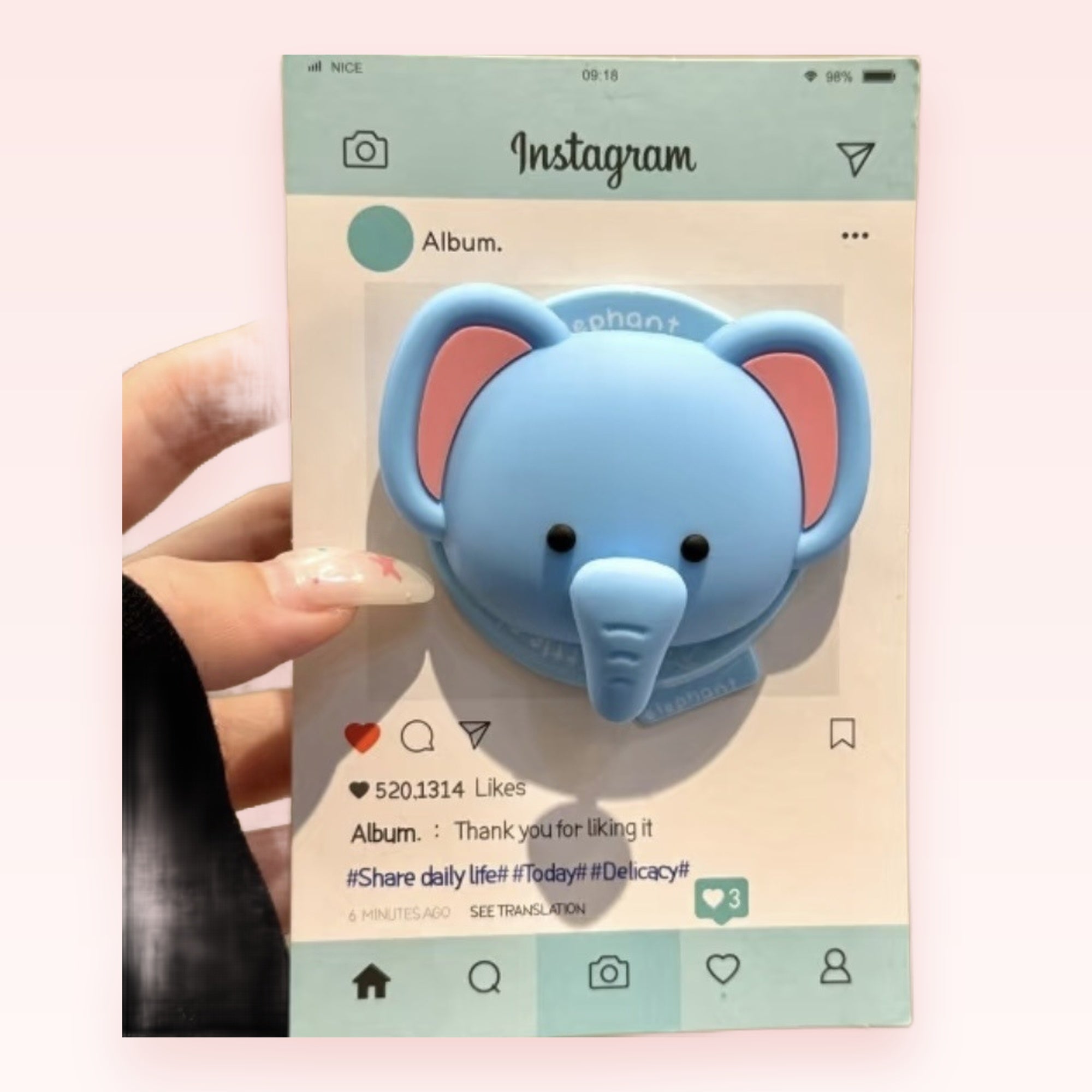 Cute Blue Elephant Phone Grip | Kawaii Silicone Pop Socket Stand