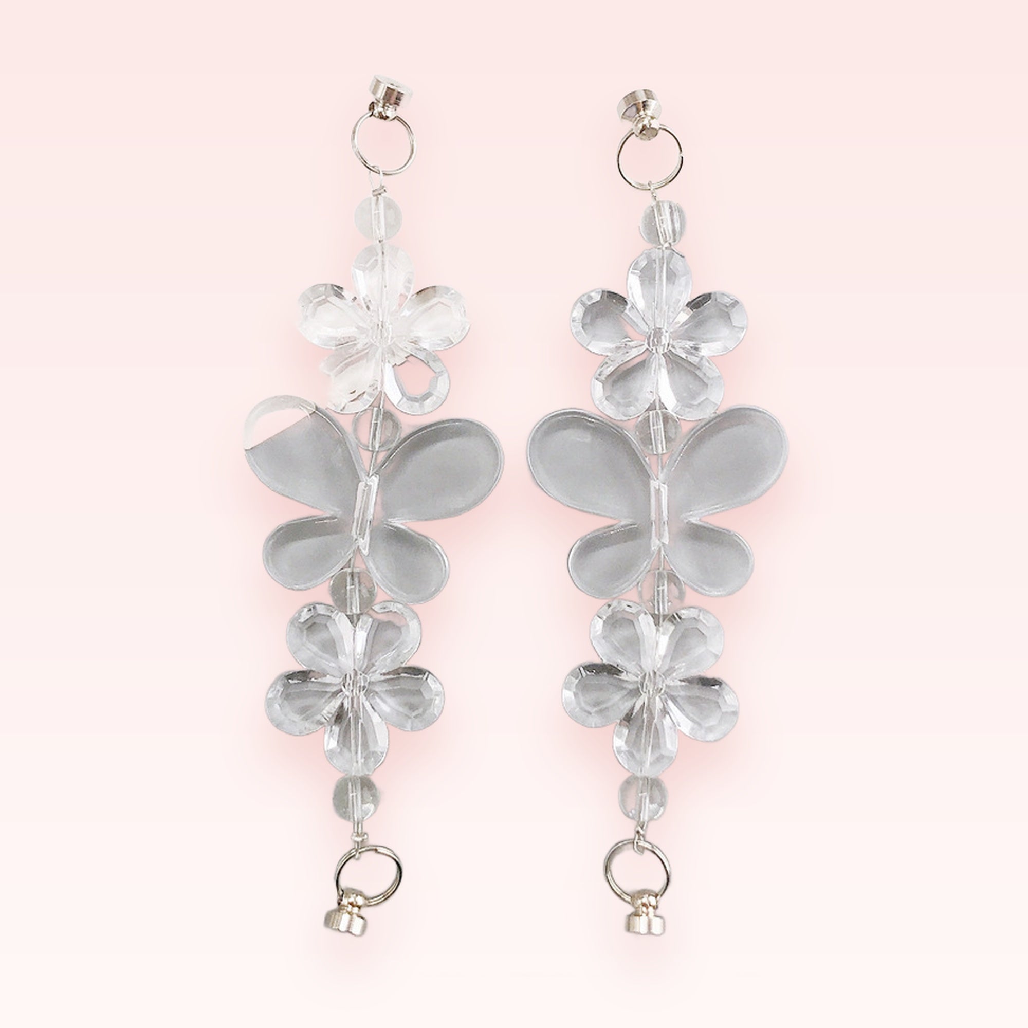 Clear Butterfly & Flower Phone Charm | Aesthetic Beaded Lanyard Strap