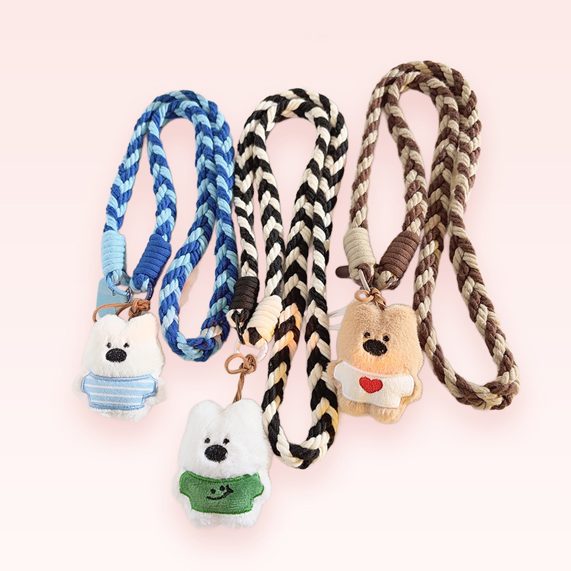 Cute Braided Lanyard Phone Charm | Plush Bear & Doggy Keychains