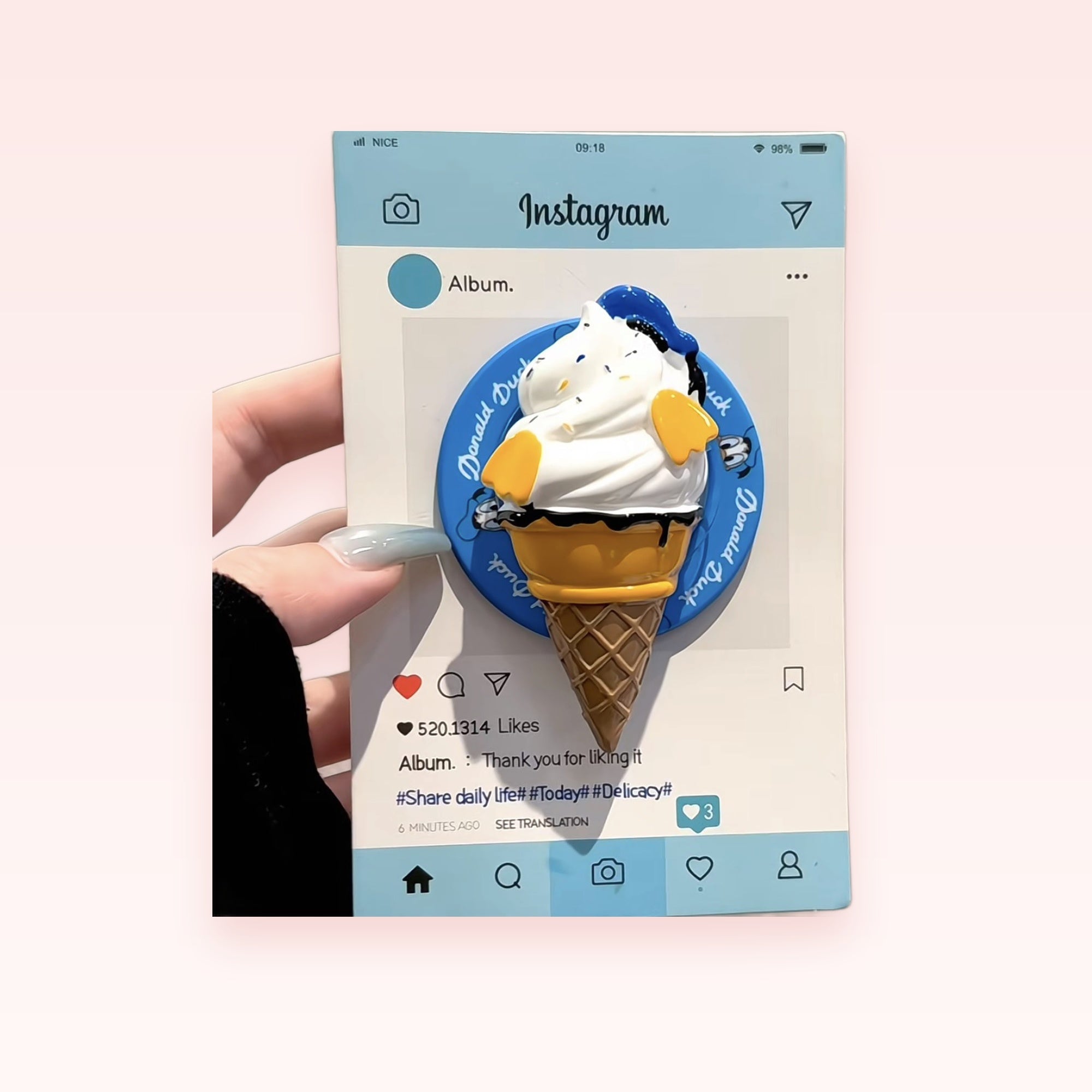 Kawaii Instagram Donald Duck Ice Cream Phone Grip | Cute Blue Pop Socket Stand