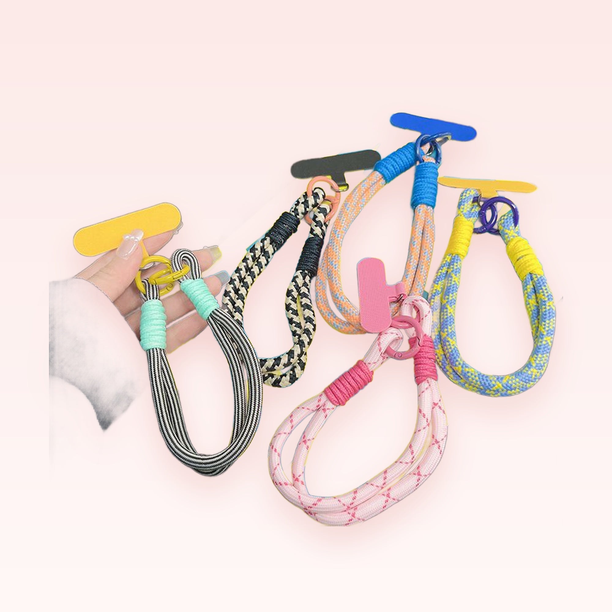 SimplyBubbi — Braided Wrist Phone Strap with Patch | Colorful Lanyard Set