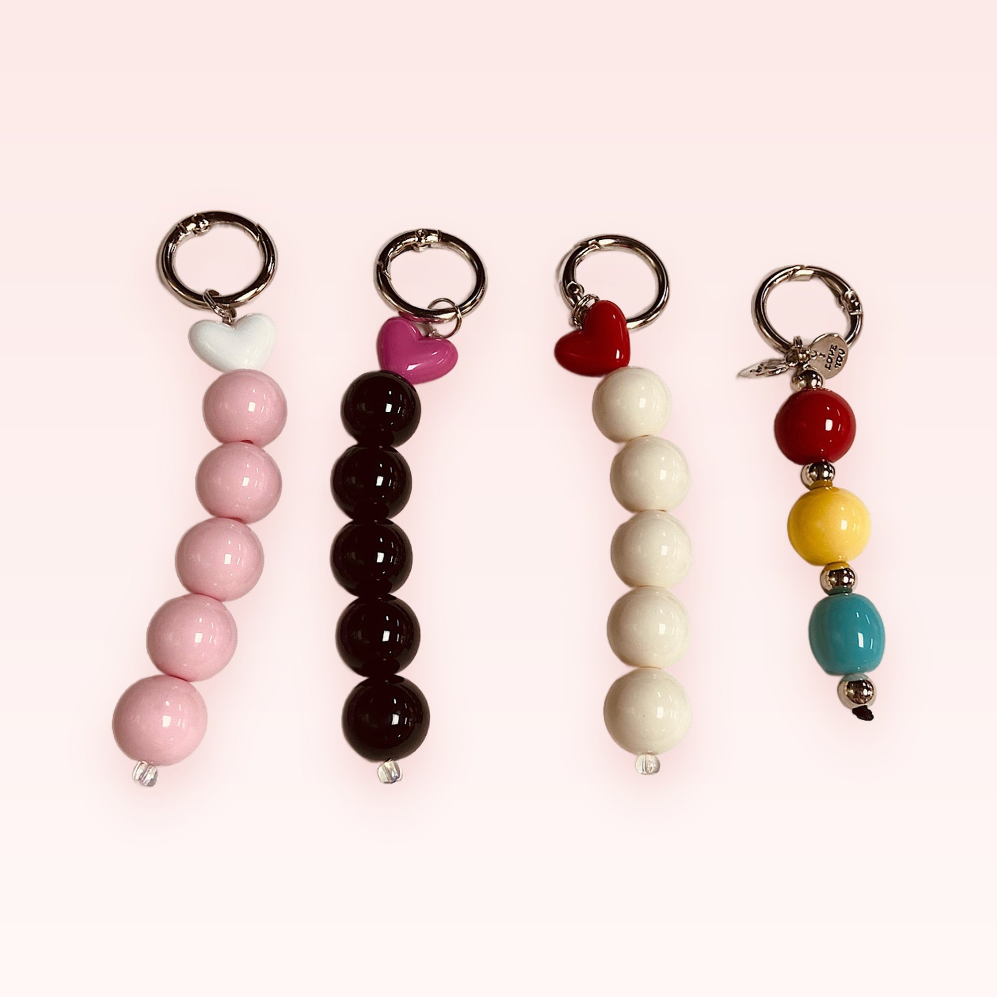 Cute Heart & Bubble Bead Phone Charm | Aesthetic Pastel & Rainbow Beaded Wrist Strap