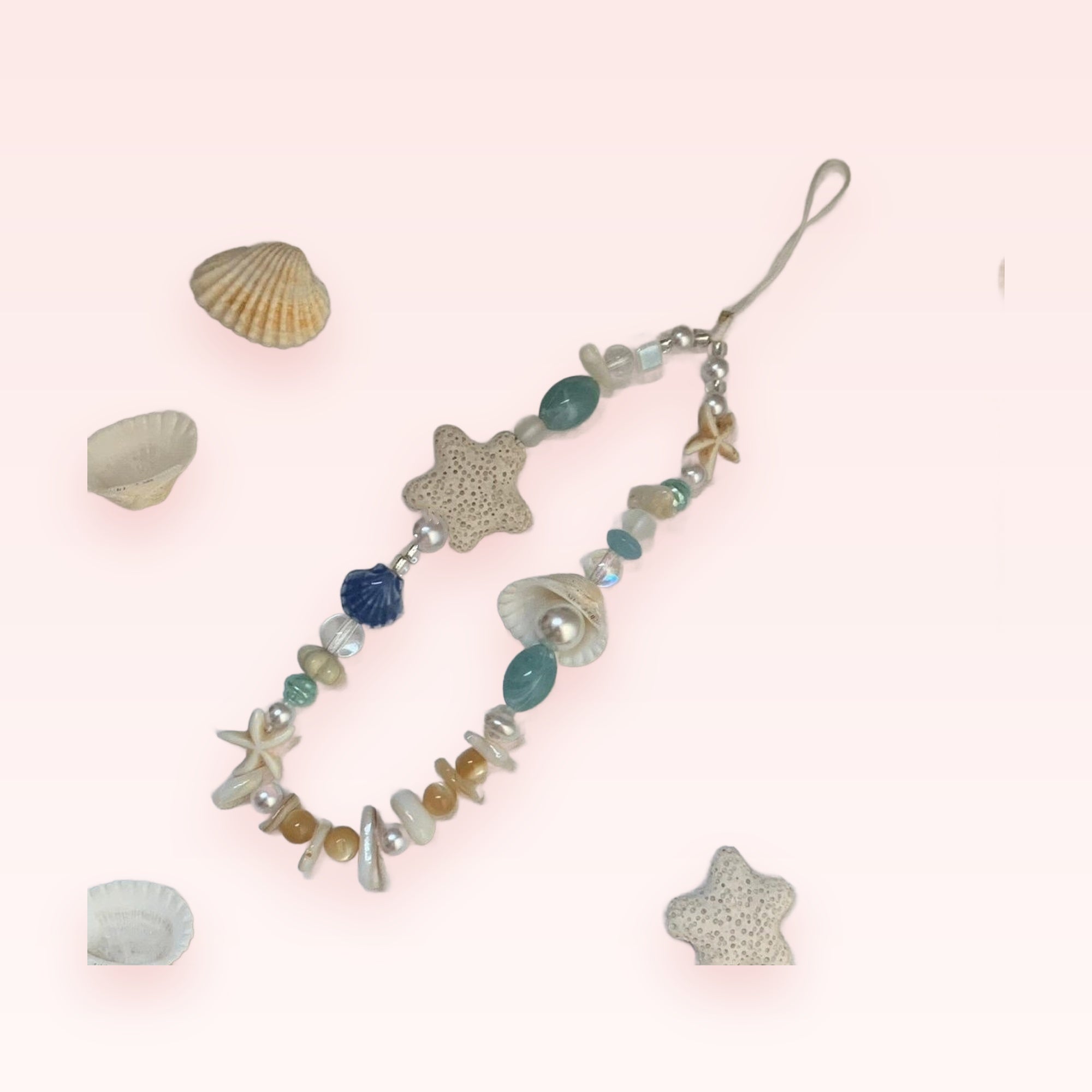 SIMPLYBUBBI — Seashell & Starfish Ocean Beaded Phone Strap | Beach Lanyard
