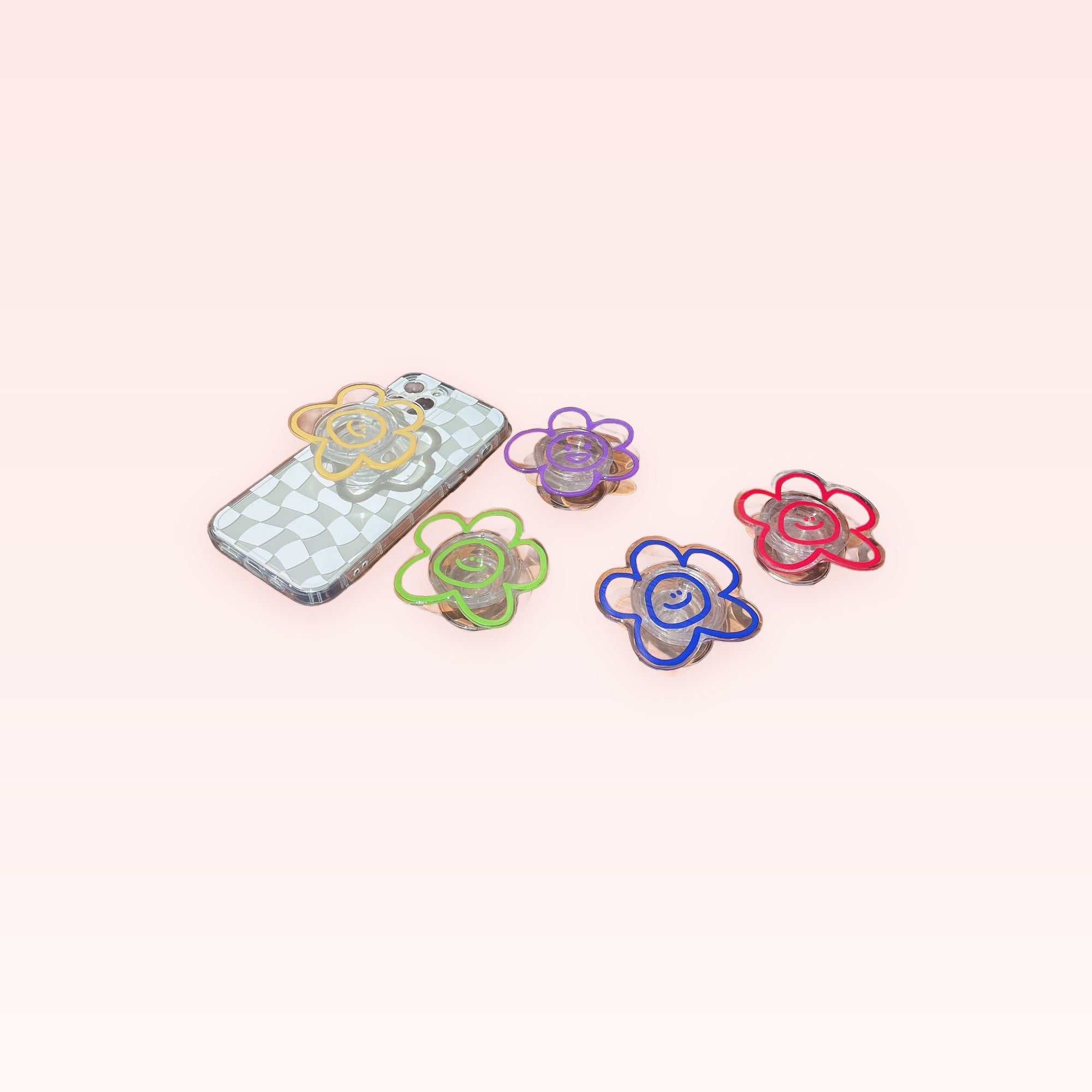 Cute Flower Pop Socket Phone Grip | Kawaii Smiley Face Phone Stand