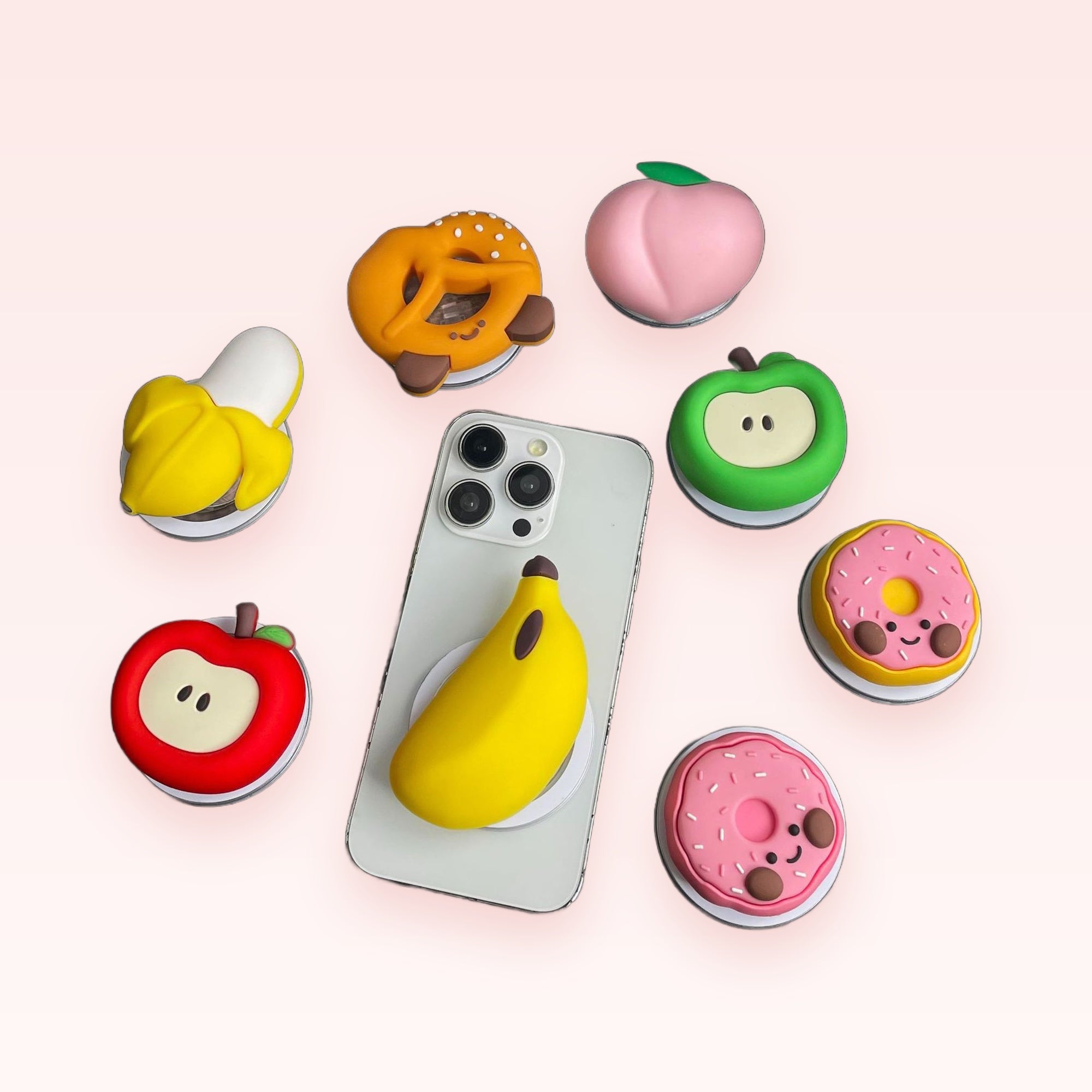 Kawaii Fruit & Snack Phone Grips | Cute Pop Socket Stand for iPhone