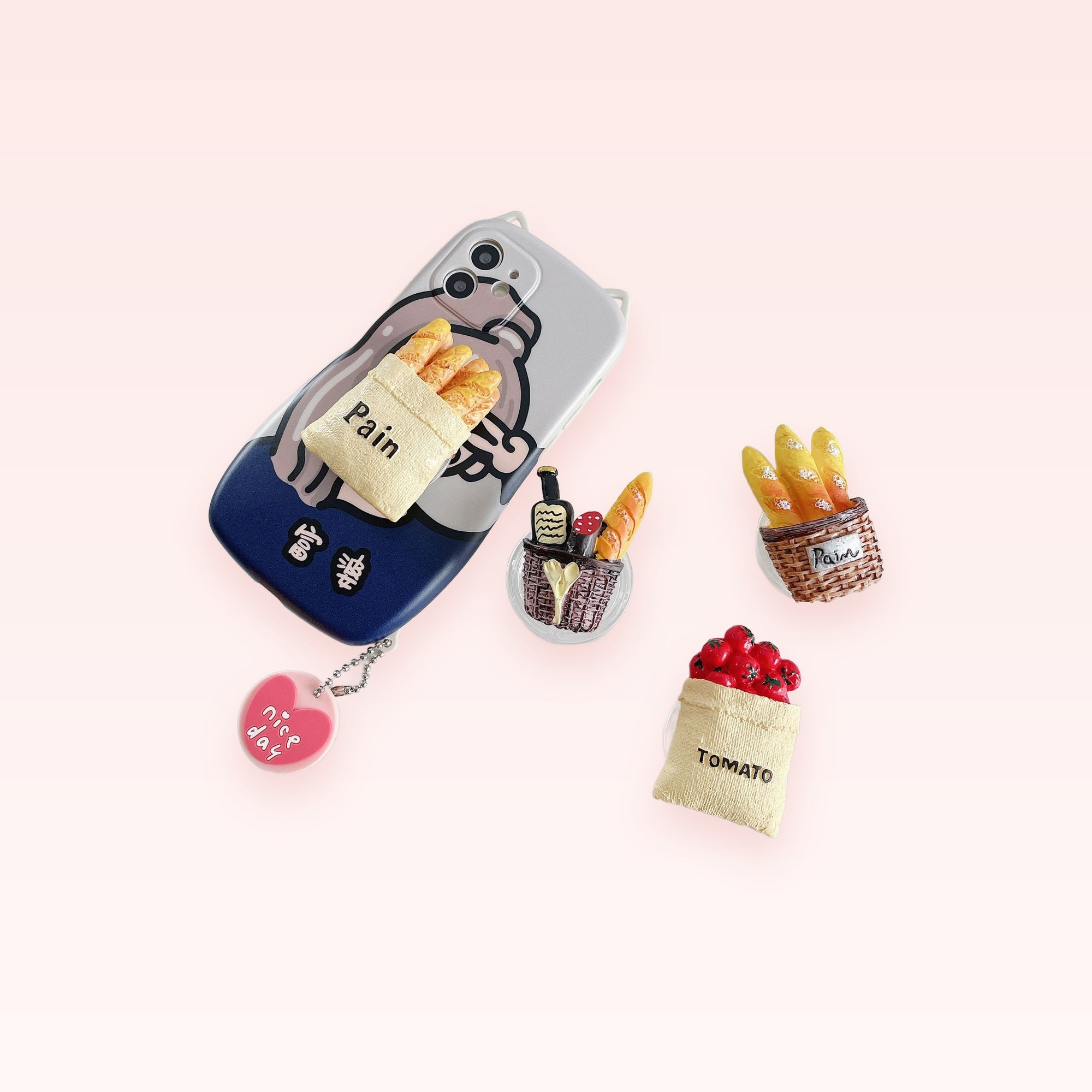 Kawaii French Bread & Picnic Phone Grips | Cute Food Phone Stands