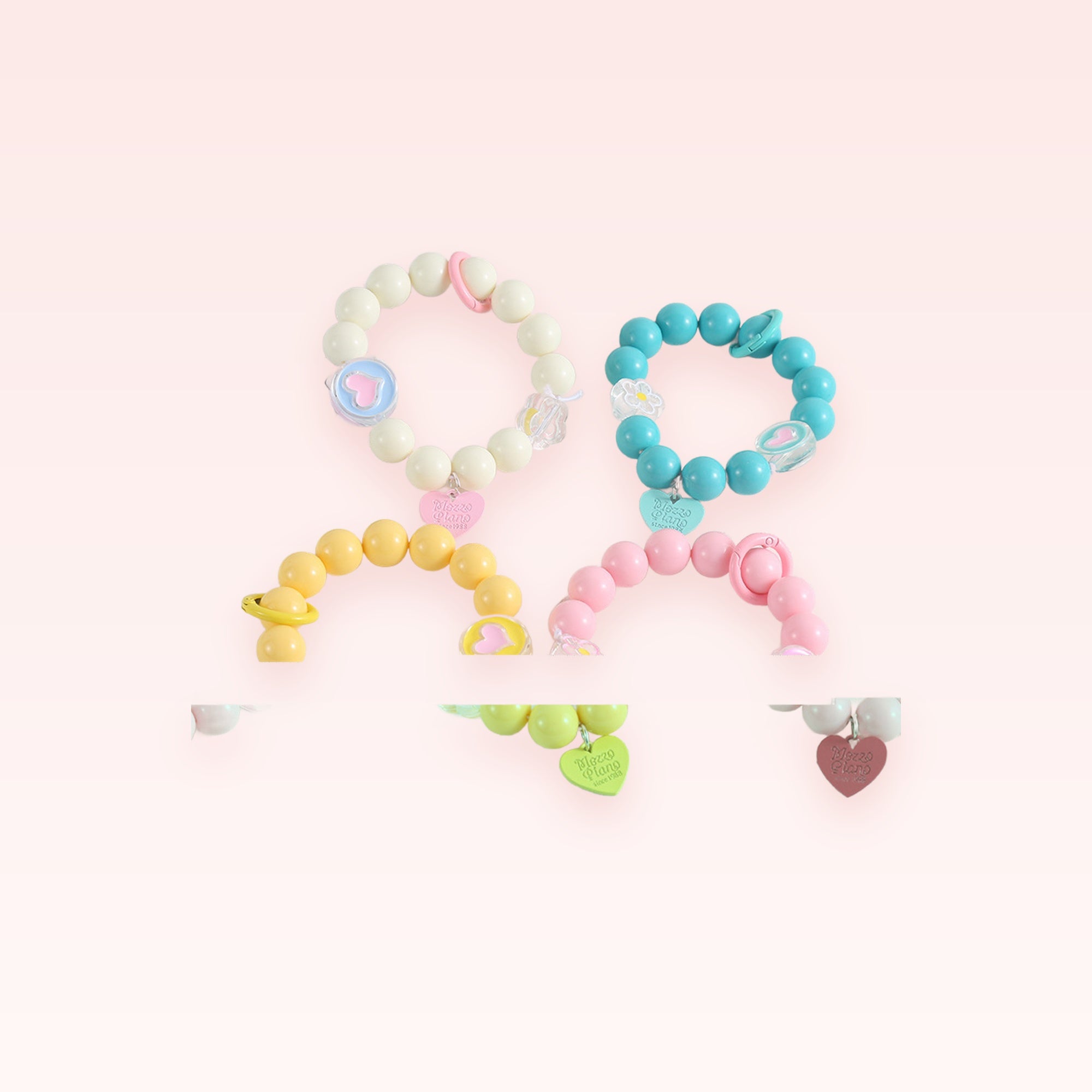 Kawaii Pastel Beaded Phone Charm Strap | Cute Wrist Lanyard