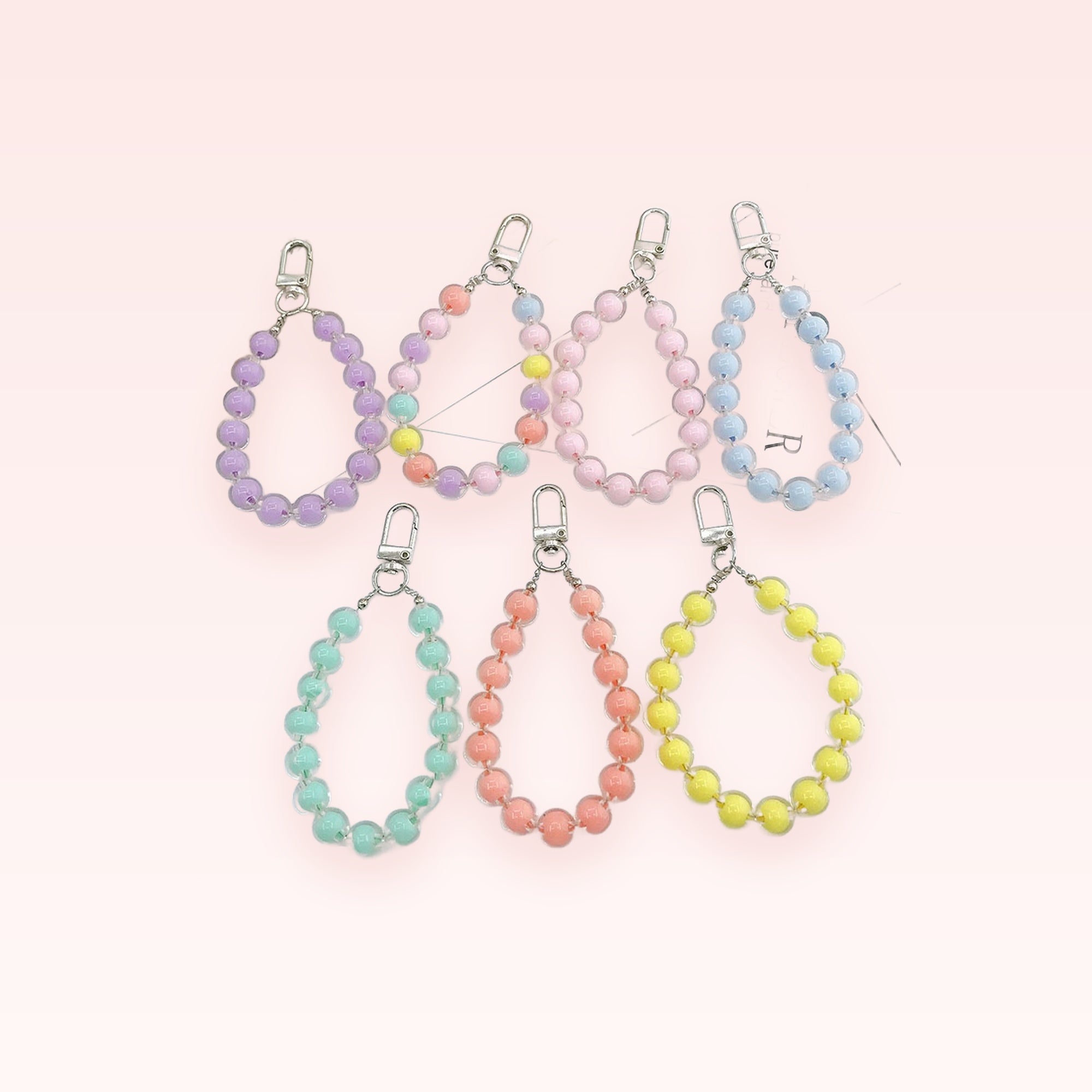 Pastel Bead Phone Charm Strap | Cute Wrist Lanyard Keychain